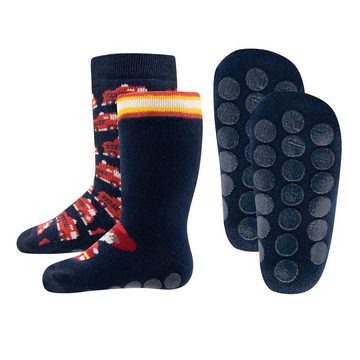 Ewers ABS-Socken Ewers Stoppersocken 2er Pack ABS-Socken Krabbelsocken Feuerwehr navy (2-Paar)