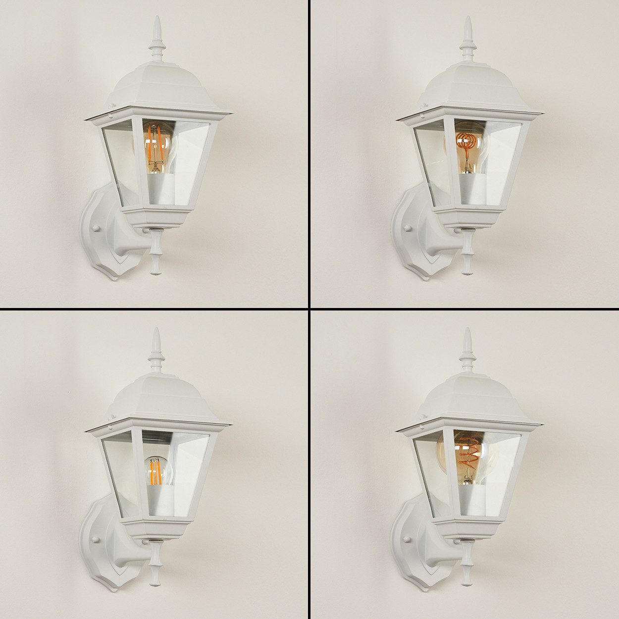 hofstein Außen-Wandleuchte »Quartucciu« klassische Wandlampe aus Metall/Glas in Weiß, ohne Leuchtmittel, Außenleuchte mit Echtglasscheiben, E27, IP44