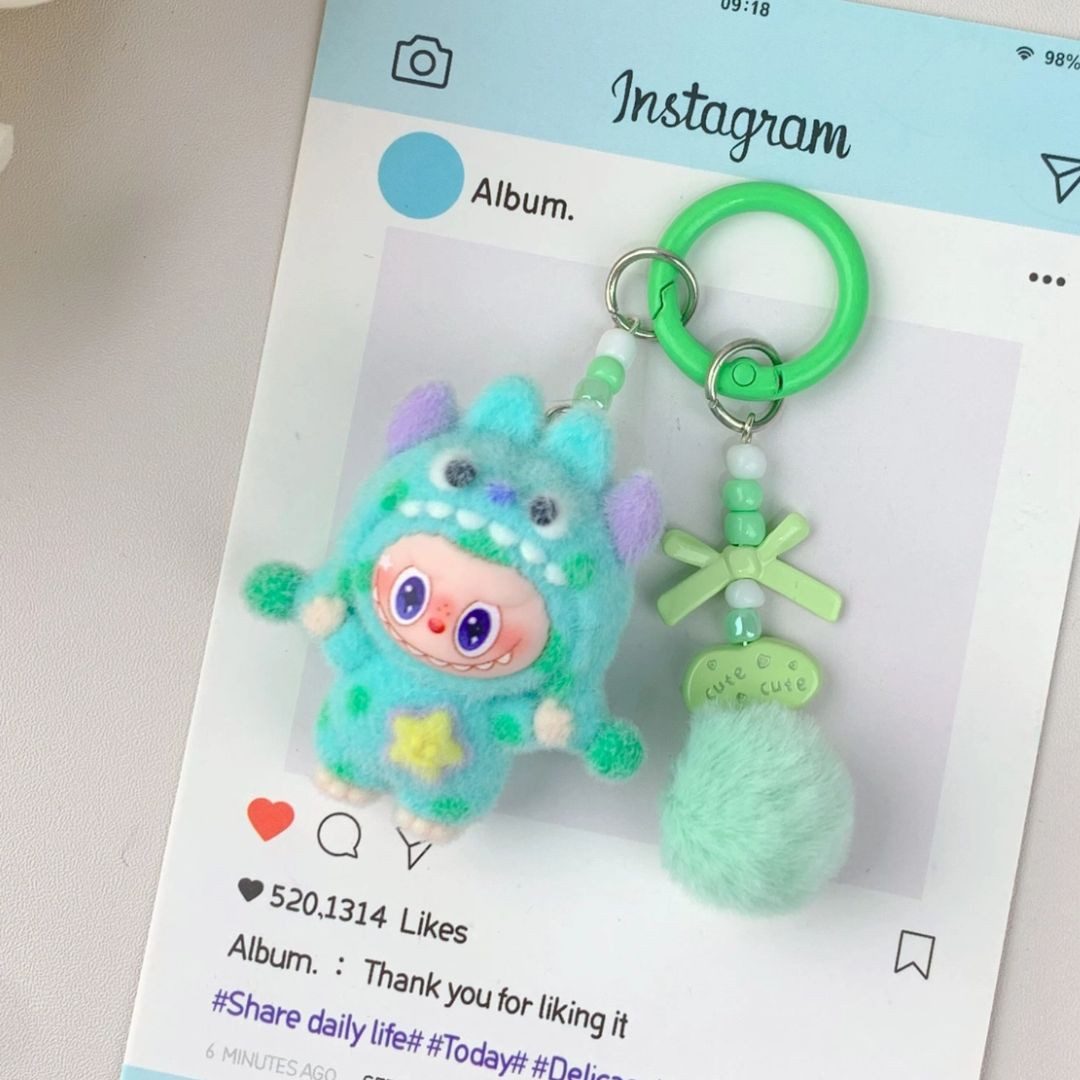 suebidou Schlüsselanhänger Labubu inspirierter niedlicher Anhänger für Taschen, Schlüssel, nachhaltig, kreativ