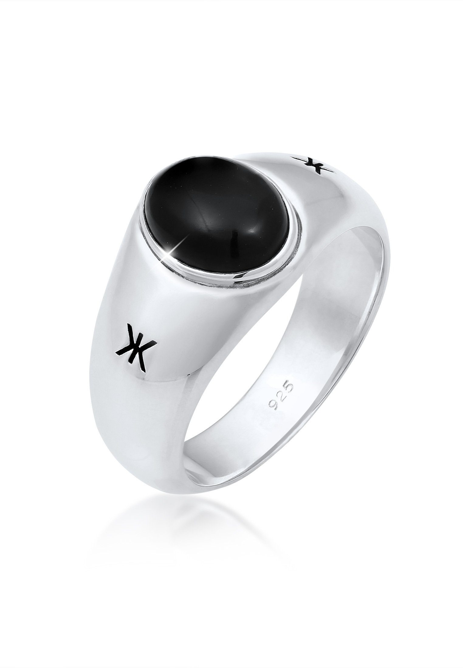 Kuzzoi Siegelring Onyx Herren Siegelring Silber 925 Klassik Logo