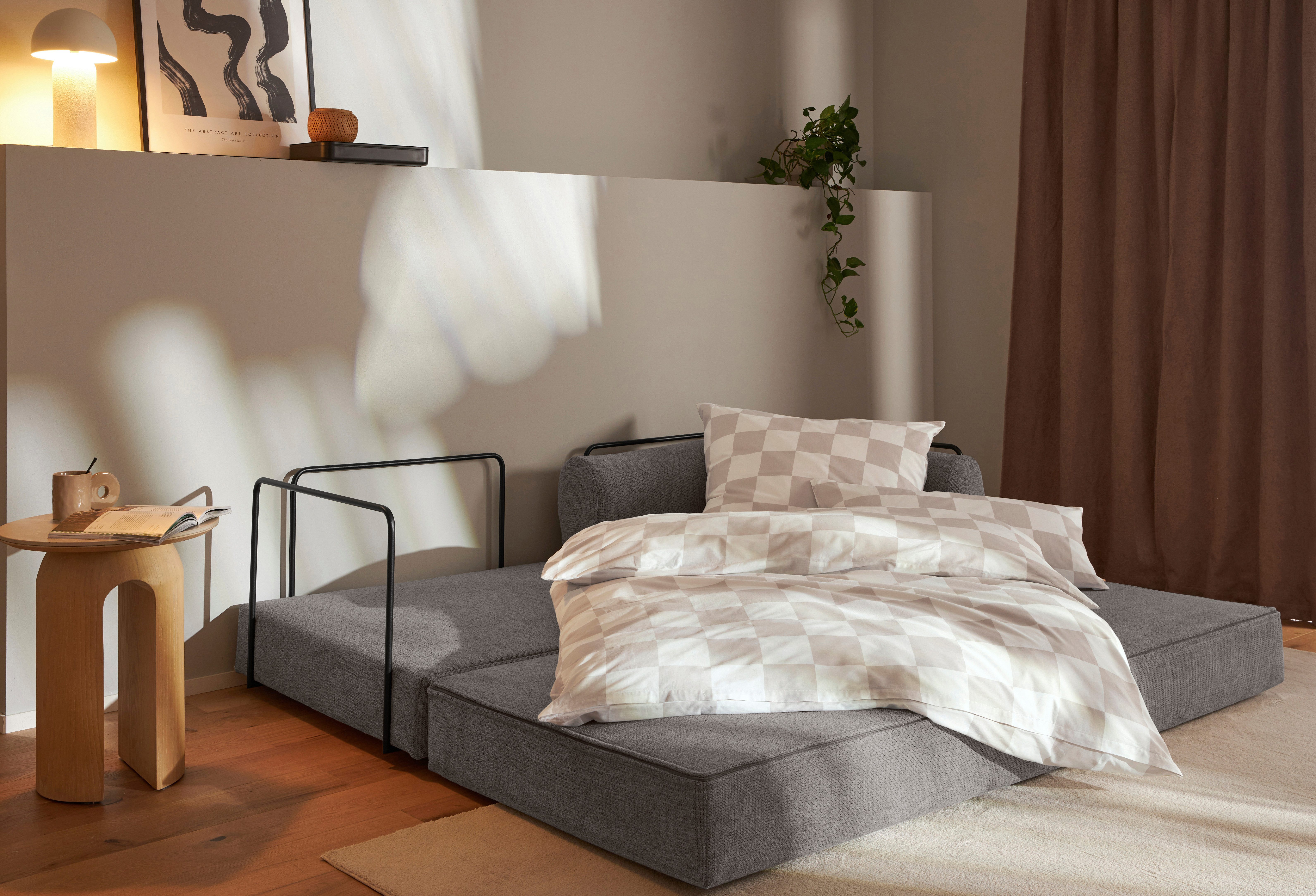 homsy by Ana Johnson Schlafsofa Folda Dauerschläfer, B: 206 cm, Liegefl. 181x198 cm, mit Bett-/Schlaffunktion, inkl. 1x Zierkissen, Tonnentaschenfederkern