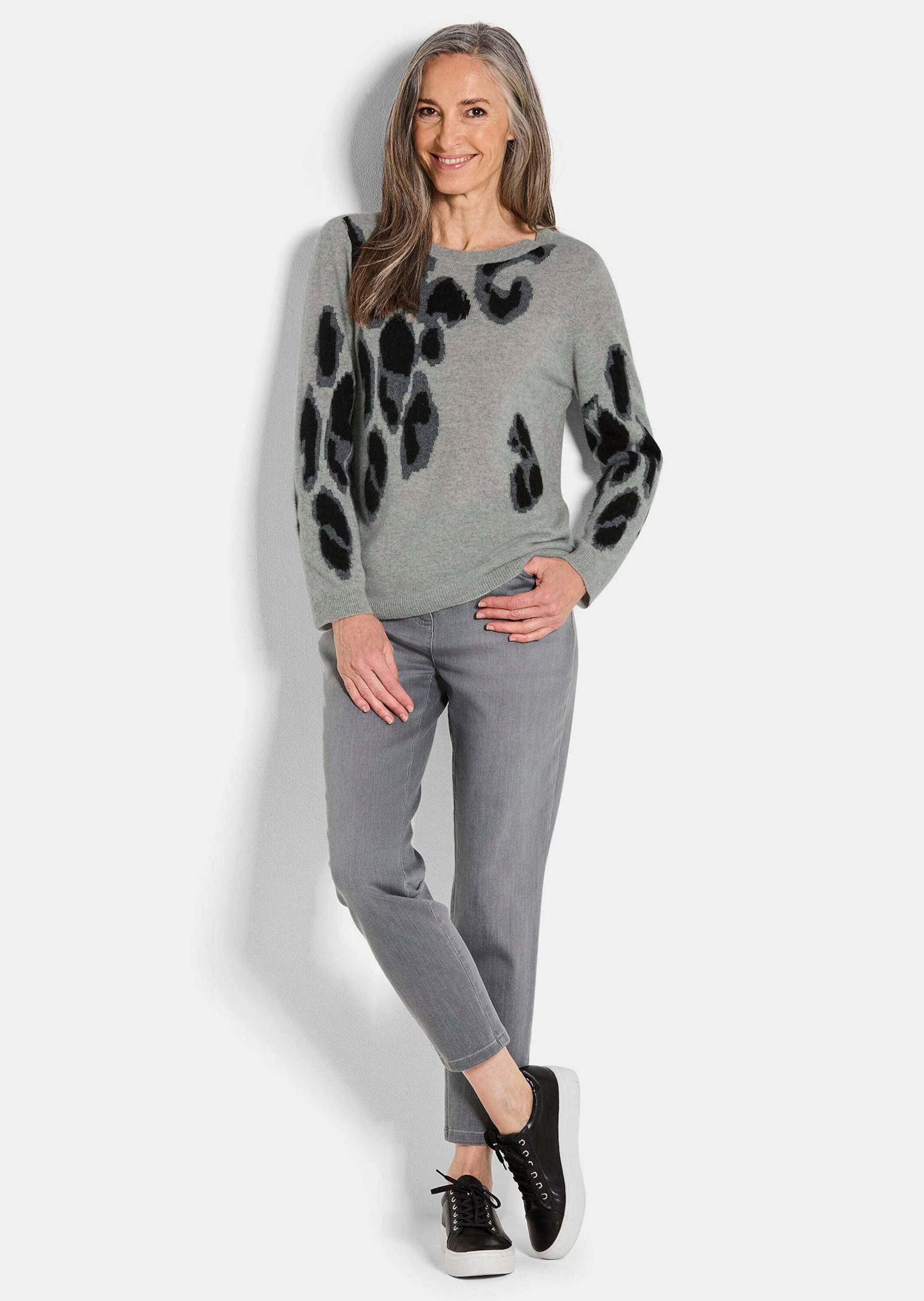 GOLDNER Strickpullover Langarm Strickpullover im Leo-Design Winterpullover günstig online kaufen