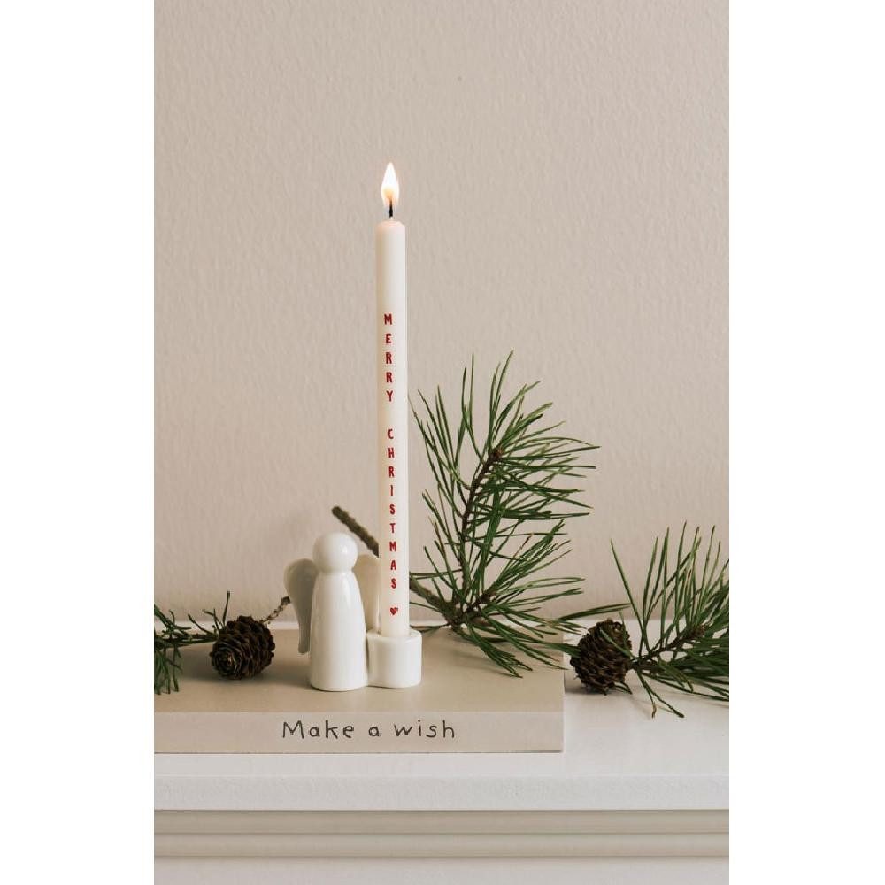 Ib Laursen Windlicht Ib Laursen Kerze schmal hoch mit Schriftzug Merry Chri günstig online kaufen