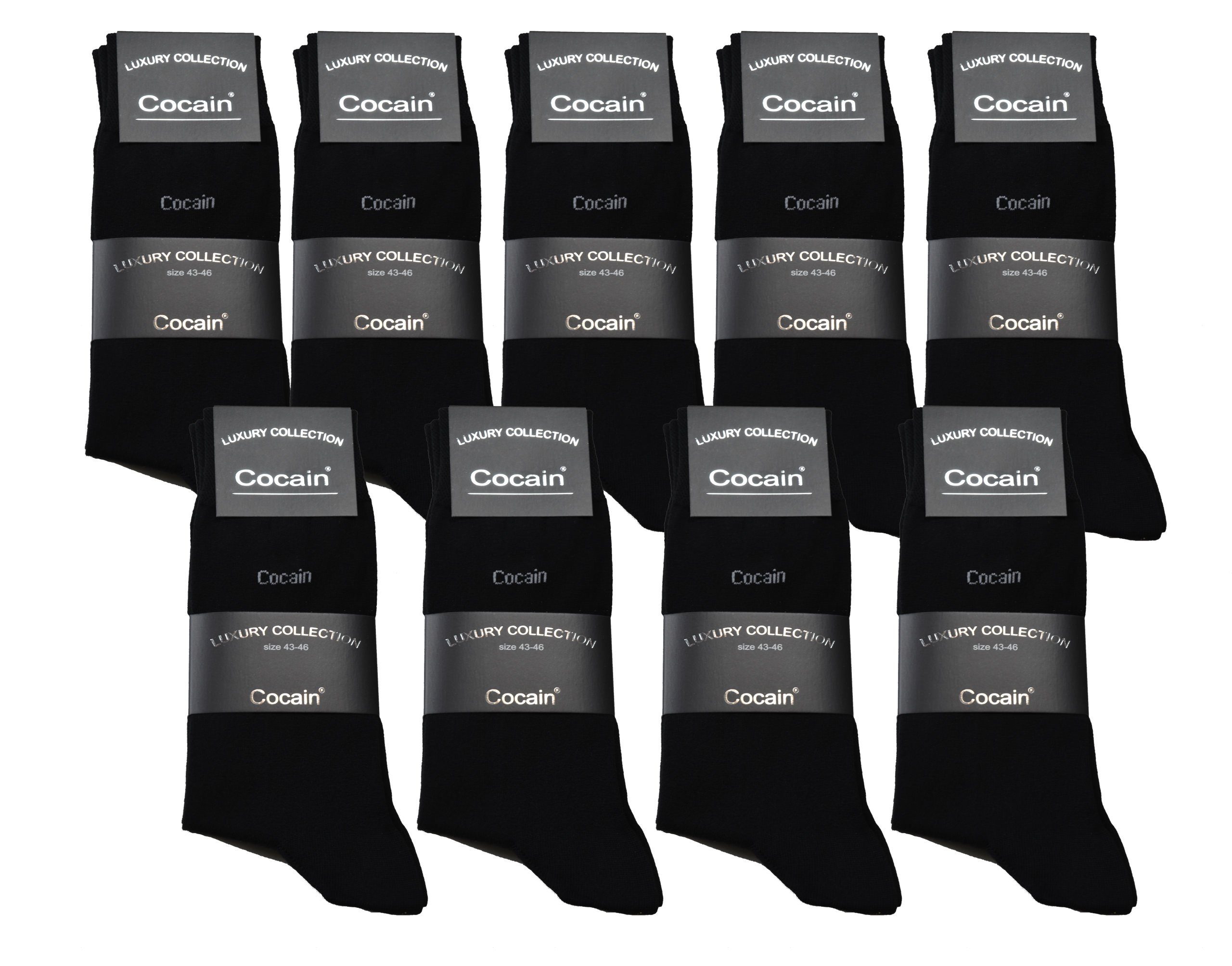 Cocain underwear Businesssocken 9 & (9-Paar) handgekettelt Damen Socken schwarz Paar Herren in 200 Nadelqualität