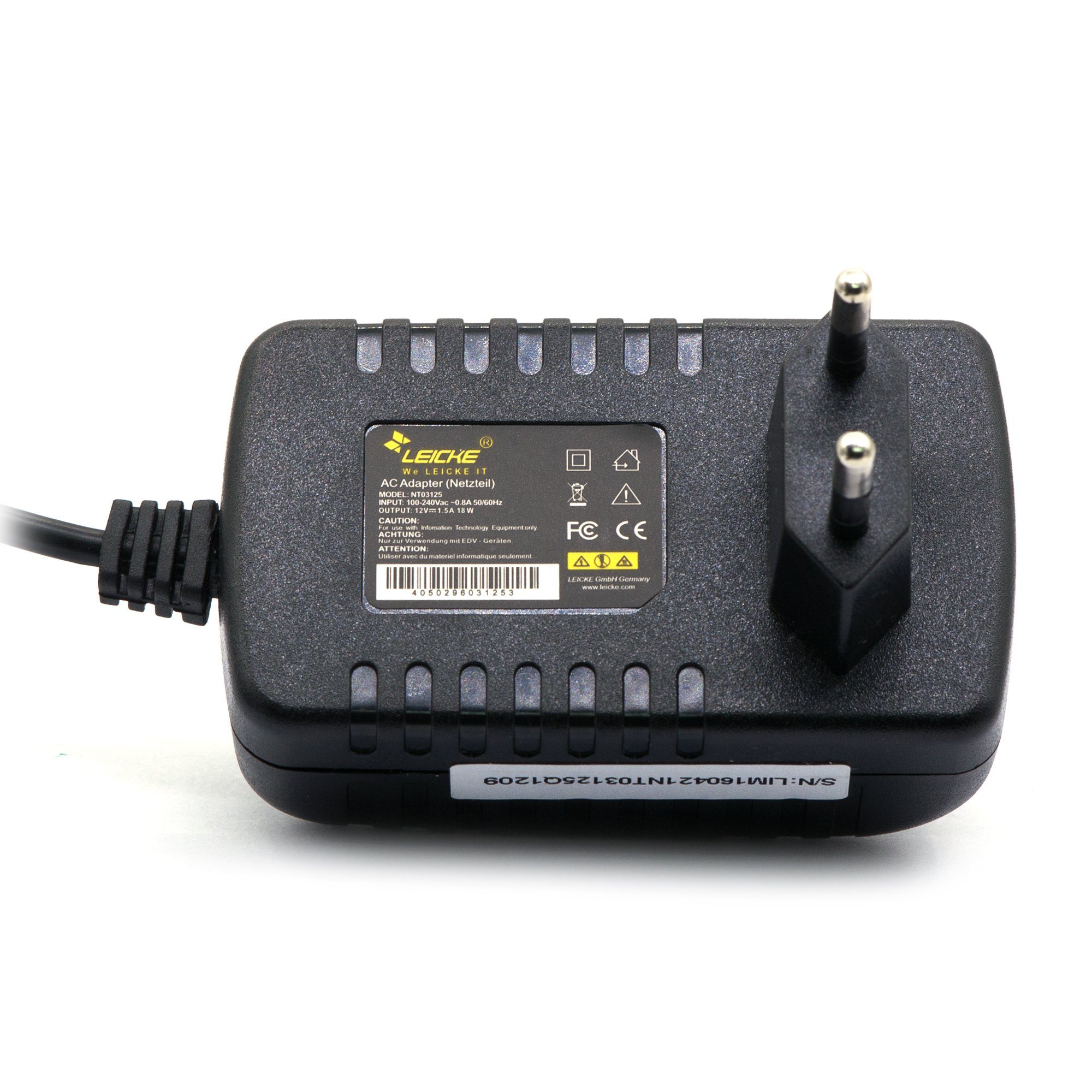 Leicke Netzteil 12V 1.5A/1.4A 18W für Fritzbox, Speedport, Externe Festplatte Netzteil (Power Supply FW757/EU12 baugleich mit 311P0W067, 311P0W068, 311P0W044)
