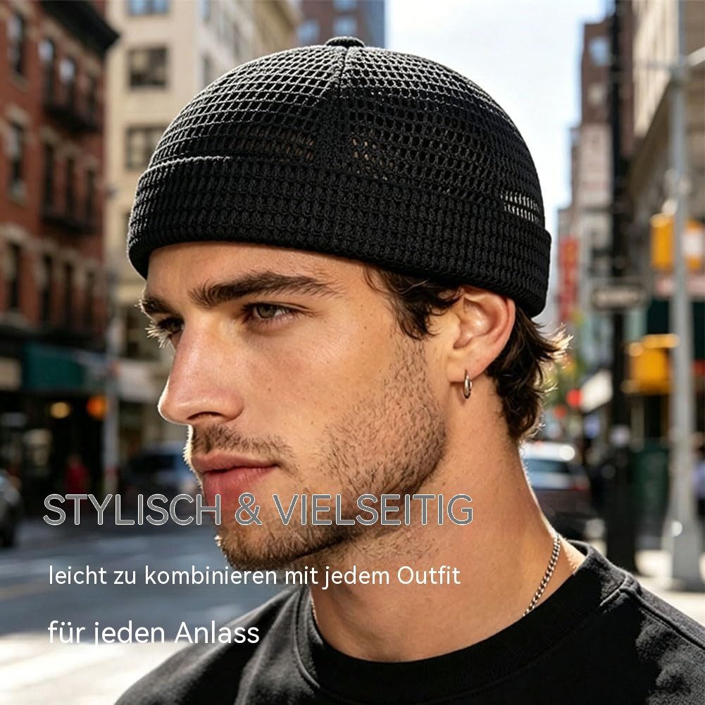 Zaewry Dockermütze Docker-Cap Herren Seemannsmütze Hafenmütze Basecap Randlose Docker-Mütze für Damen Herren Leichte Mesh-Totenkopf-Kappe