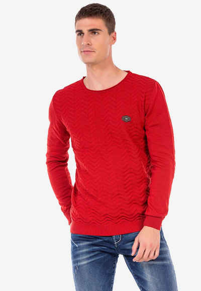 Cipo & Baxx Strickpullover mit dezentem Strickmuster