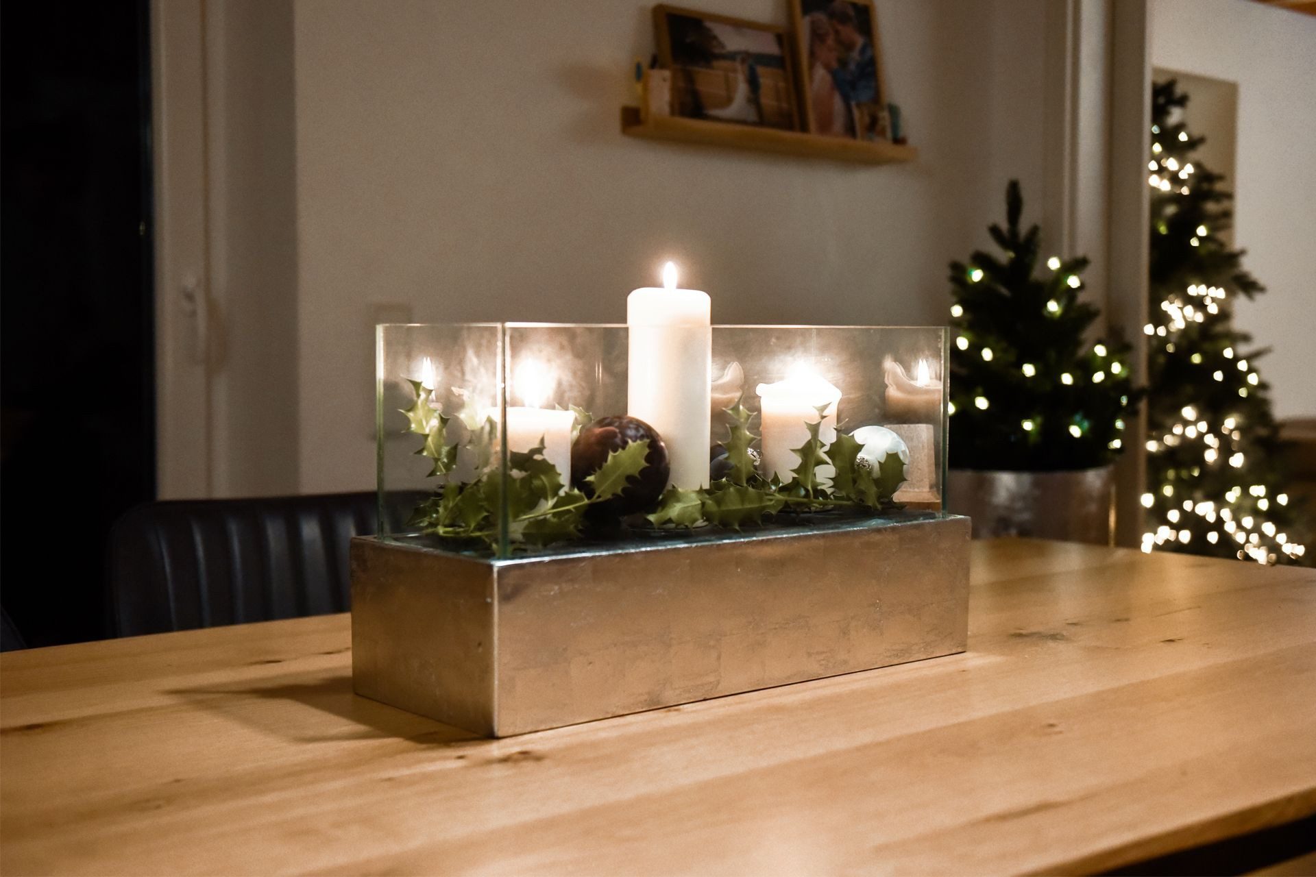 VIVANNO Windlicht Fiberglas CANDELITO Rechteckig - Blattsilber Hochglanz (1 St), 50x20x29 cm – Bild 2 von 5