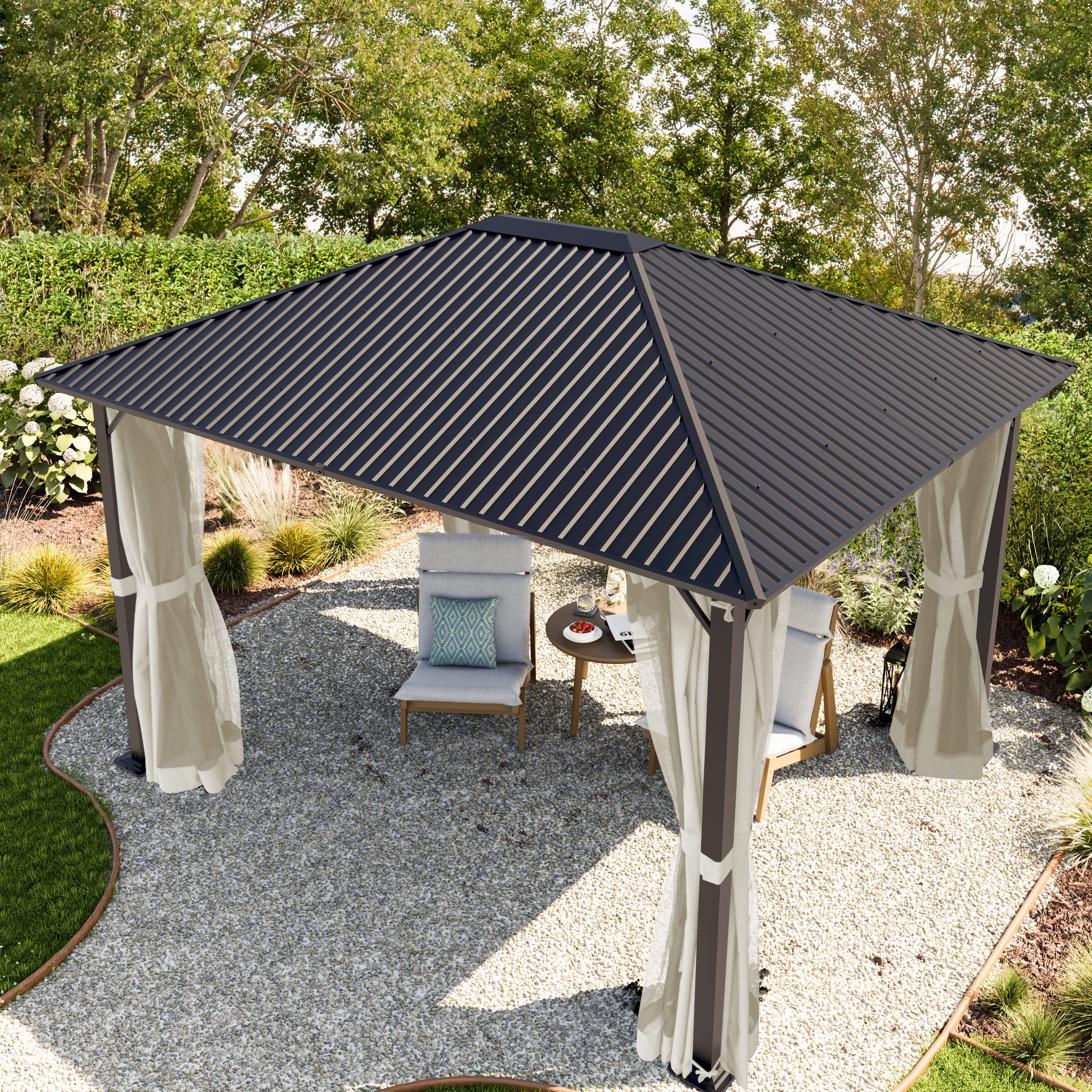 TOOLPORT Pavillon Gartenpavillon 3x3,65 m Moonlight Superior cream, mit 4 Seitenteilen, und mit 4 Moskitonetzen