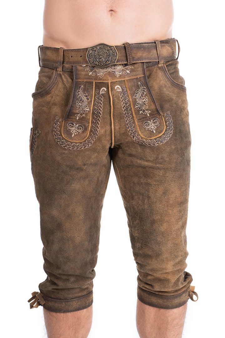 Maddox Trachtenlederhose Kniebundlederhose - BRENNER - erle