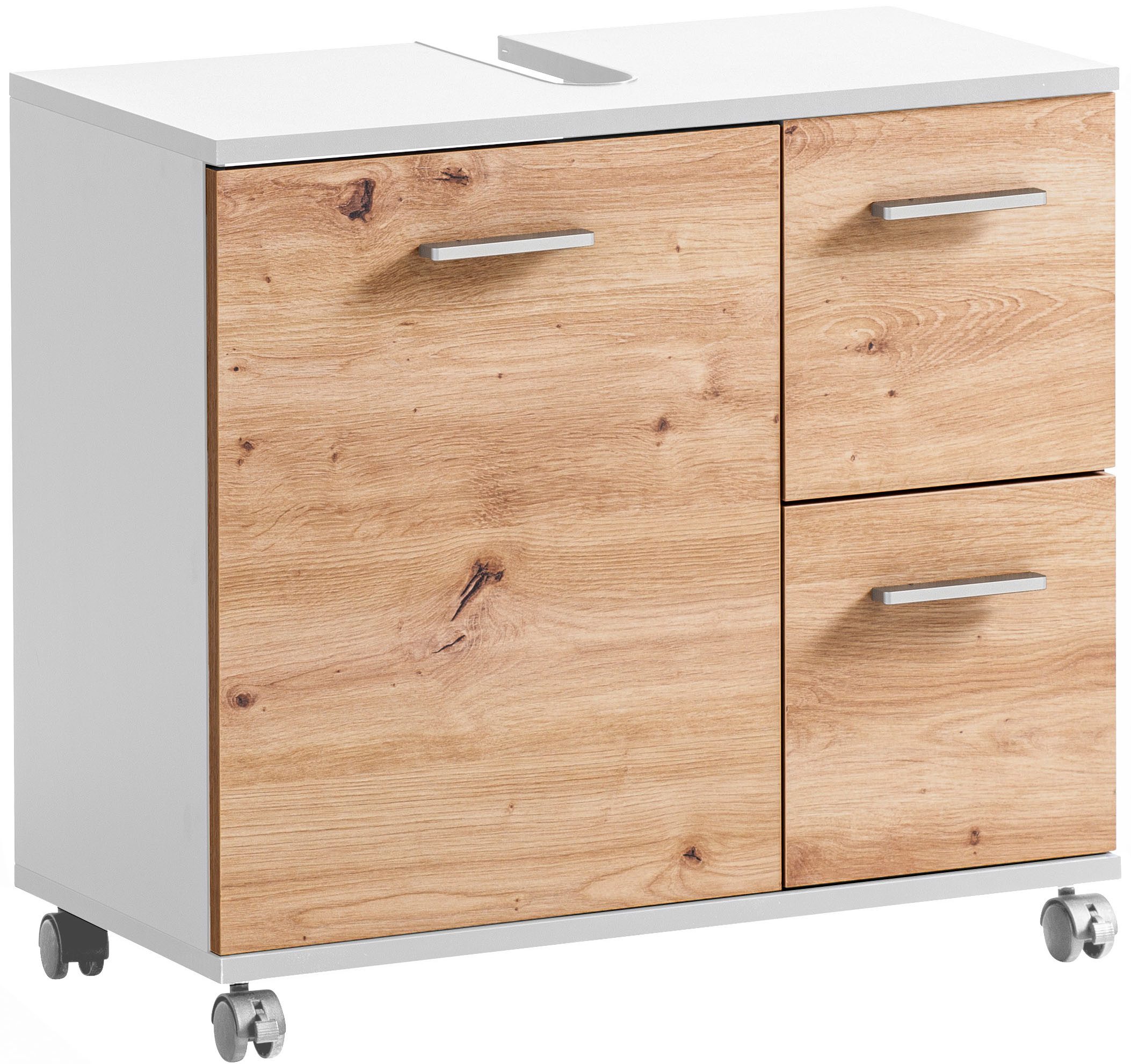 welltime Waschbeckenunterschrank "Emmi, Breite 65 cm made in Germany", Siph günstig online kaufen