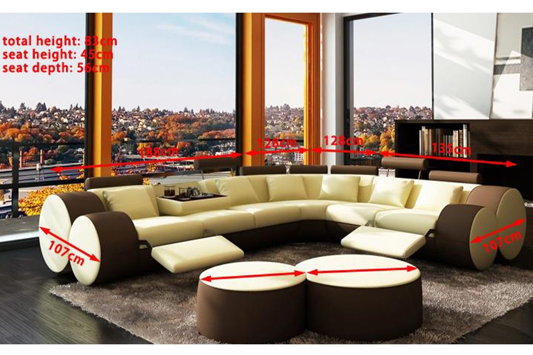 JVmoebel - Couchgarnitur Polster, Designer Leder Ecksofa Sitz Europe Couch Ecksofa Sofa Made Braun in