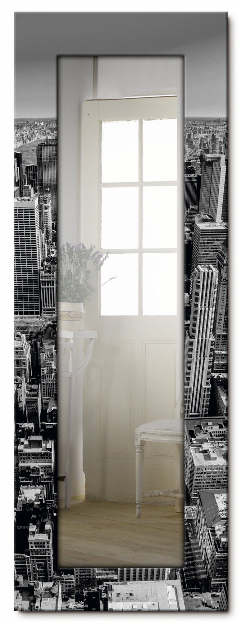 Artland Dekospiegel Luftbild von Manhattan New York City USA, gerahmter Ganzkörperspiegel, Wandspiegel, mit Motivrahmen, Landhaus