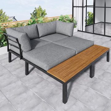 Flieks Gartenlounge-Set, 4-Sitzer Gartenmöbel Stahl 205*145*66cm