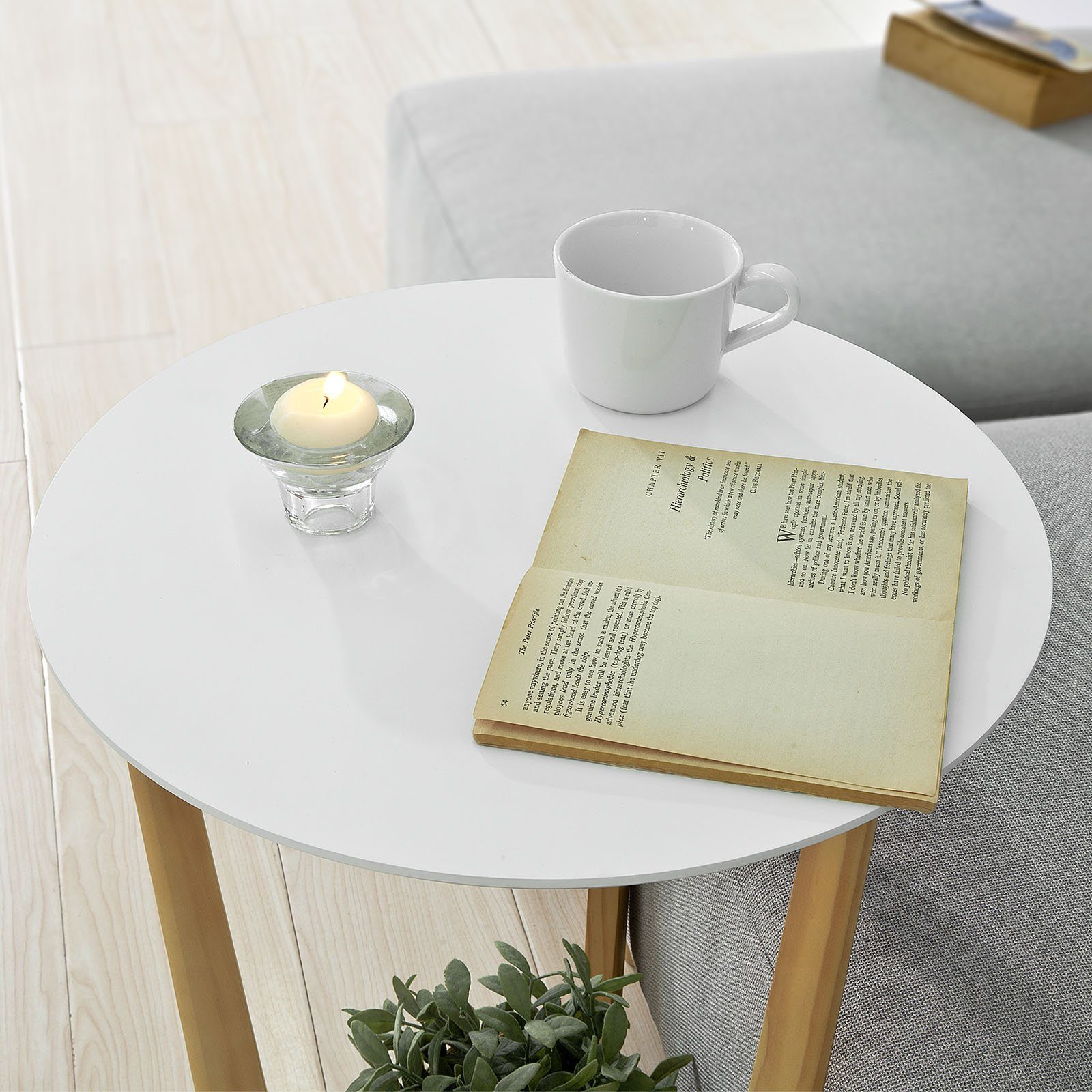 SoBuy Beistelltisch FBT52, Couchtisch Kaffeetisch Balkontisch mit 2 Ablagen