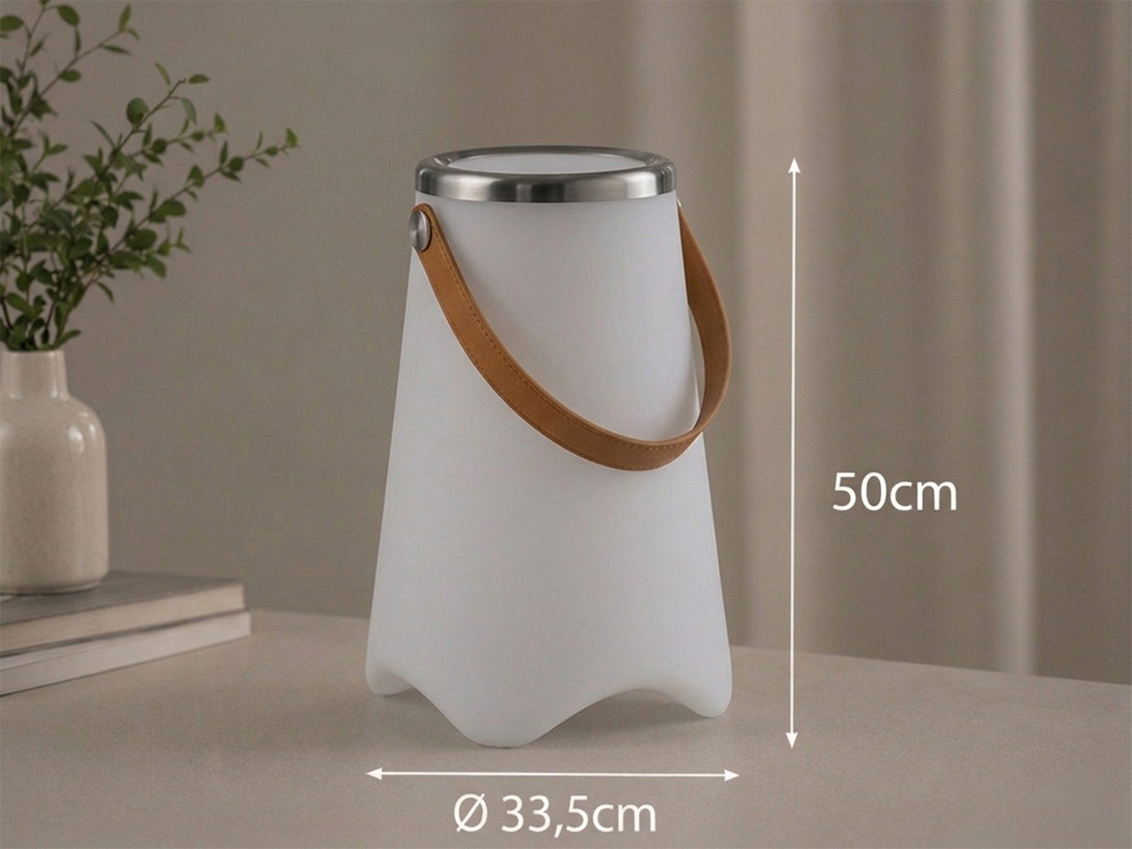 meineWunschleuchte LED Außen-Stehlampe mit Akku, Lautsprecher & Weinkühler 50cm, dimmbar Farbwechsel, LED fest integriert, Warmweiß, Bodenlampe kabellos USB aufladbar mit Fernbedienung, RGBW & Bluetooth