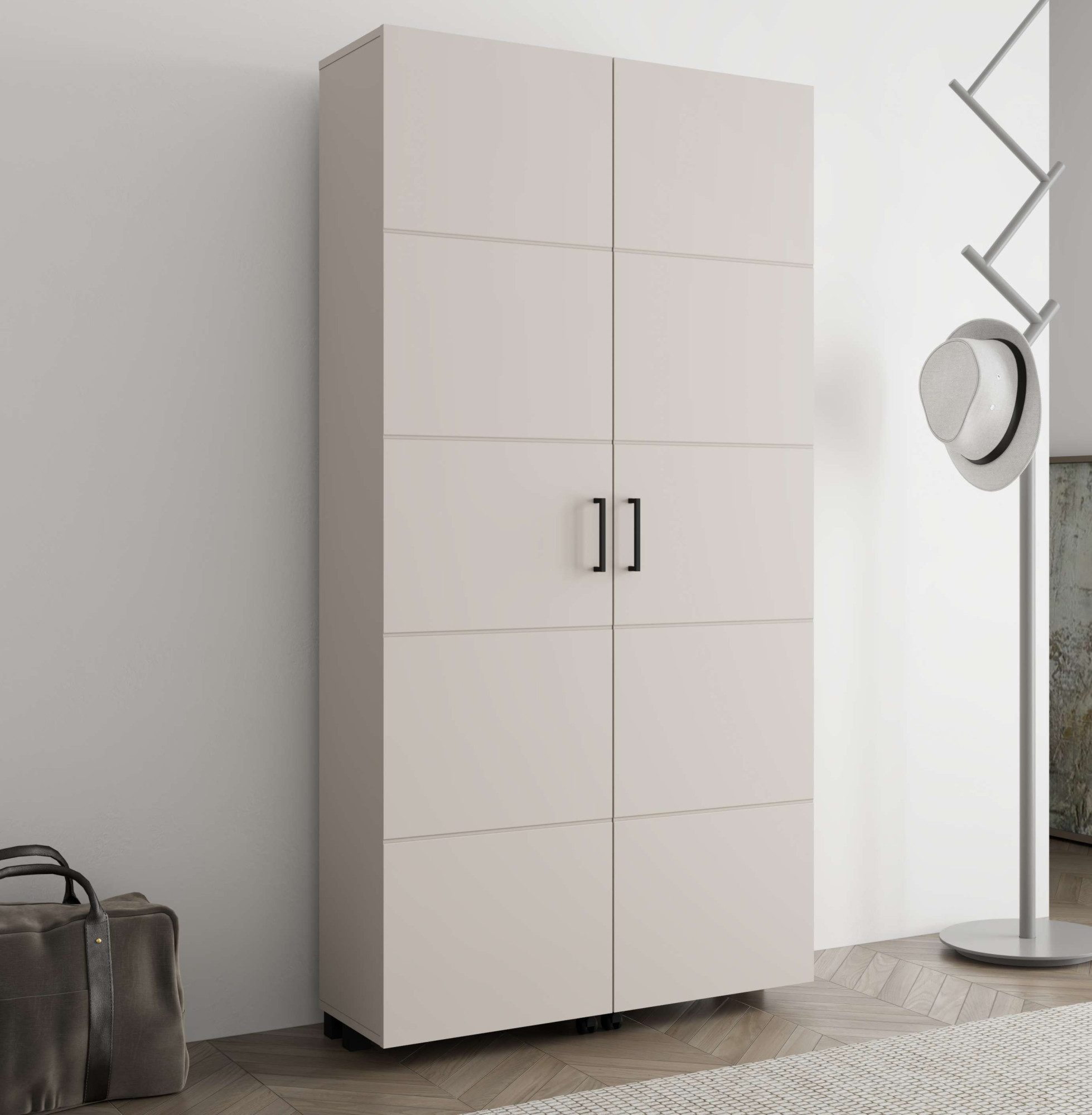 Home affaire Schuhschrank Islay, Drehtüren auf Rollen, B/T/H: 91,6/32,4/184,4 cm Schuhkommode mit Platz für ca. 40 Paar Schuhe bis Gr. 40