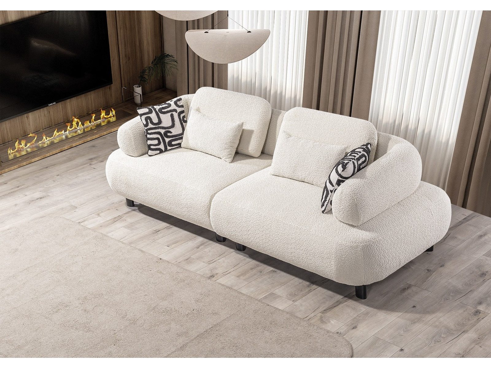 Villa Möbel Sofa Barcelona, 3-Sitzer 1 Teile, mit Relax-/Bettfunktion durch verstellbare Rückenlehne