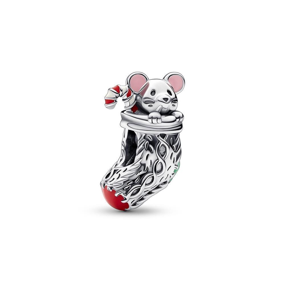 Pandora Charm-Einhänger PANDORA Charm Maus im Weihnachtsstrumpf aus 925er Silber