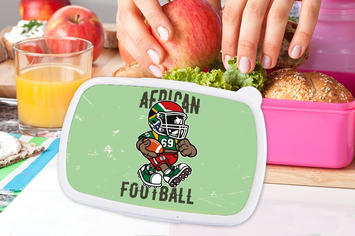 Snackbox, Kunststoff - für (2-tlg), Kunststoff, - Rugby Jahrgang, MuchoWow Mädchen, Kinder, Afrika Brotbox Lunchbox Brotdose Erwachsene, rosa