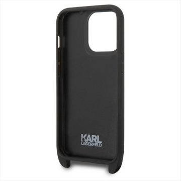 KARL LAGERFELD Smartphone-Hülle Karl Lagerfeld Apple iPhone 14 Pro Max Hülle Monogram Plaque Strap