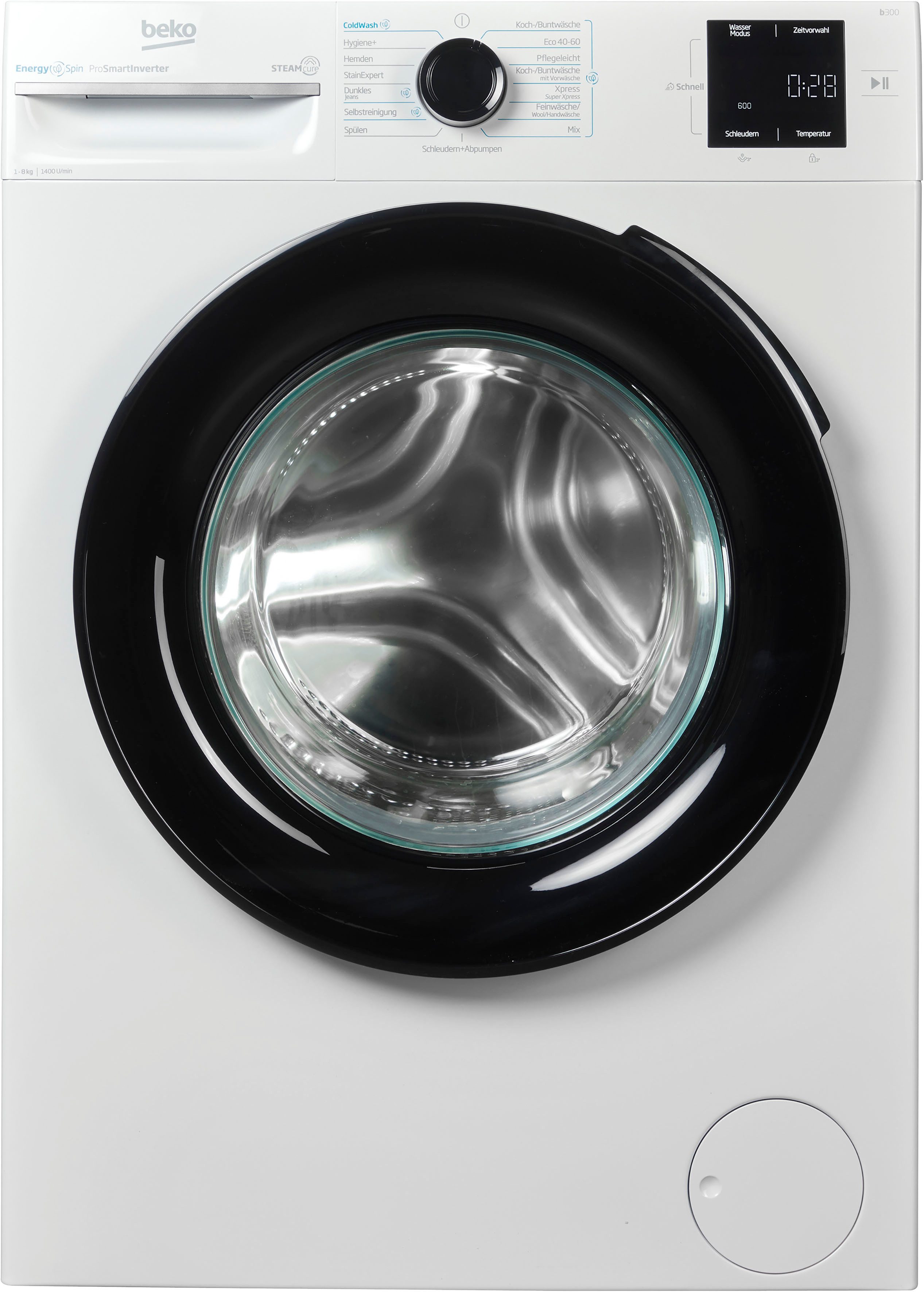 BEKO Waschmaschine BM3WFU3841X, 8 kg, 1400 U/min, Waschen mit EnergySpin: Bis zu 35 % Energie sparen – nicht nur in Eco – Bild 4 von 5