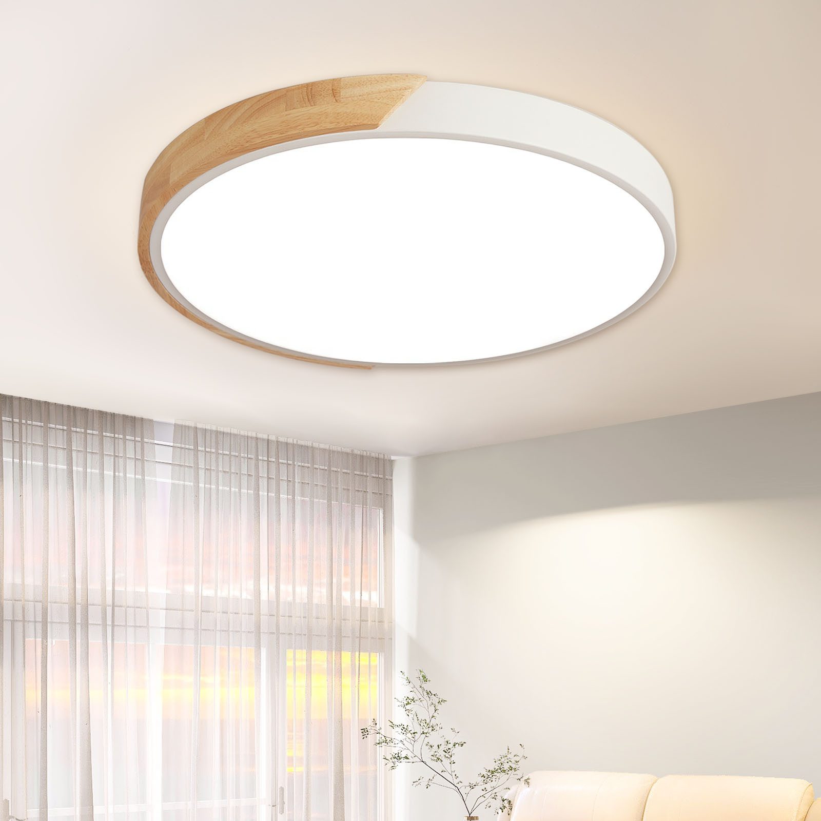 style home Deckenleuchte LED Deckenlampe Holz, dimmbar mit Fernbedienung 30 günstig online kaufen