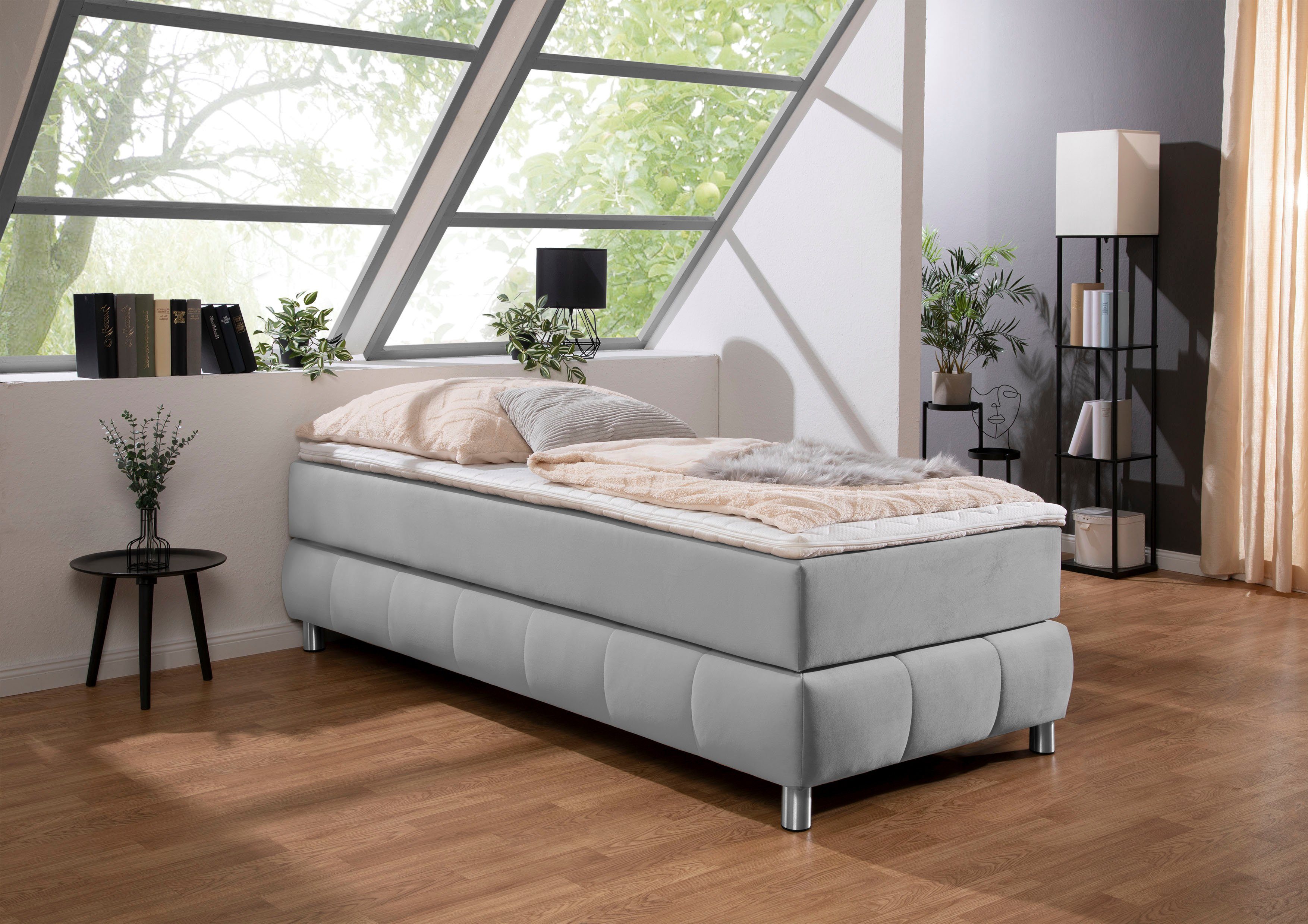 andas Boxspringbett Salo, Ohne Kopfteil, inkl. Topper, auch in Überlänge 220 cm