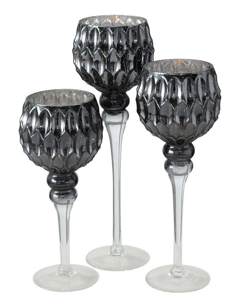 BOLTZE GRUPPE GmbH Windlicht Windlicht Manou Glas lackiert grau-silber H 30 günstig online kaufen