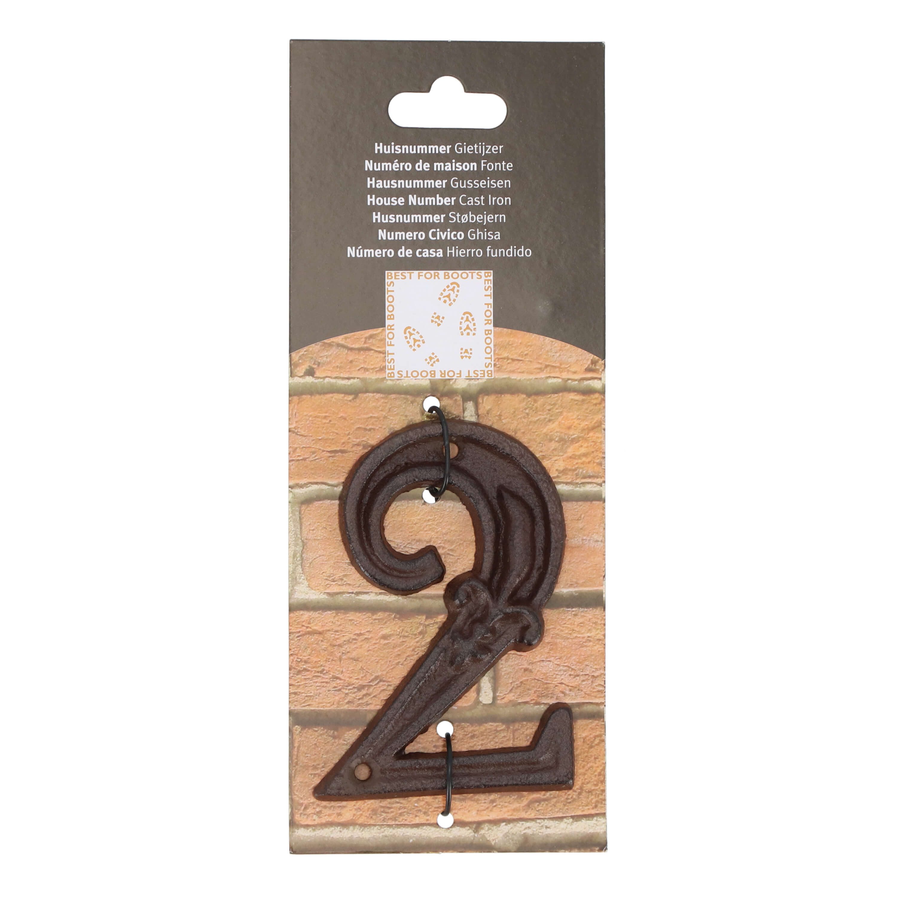 esschert design Briefkasten Gusseiserne Hausnummer "2" Robust, Rustikal und Zeitlos. In Braun.