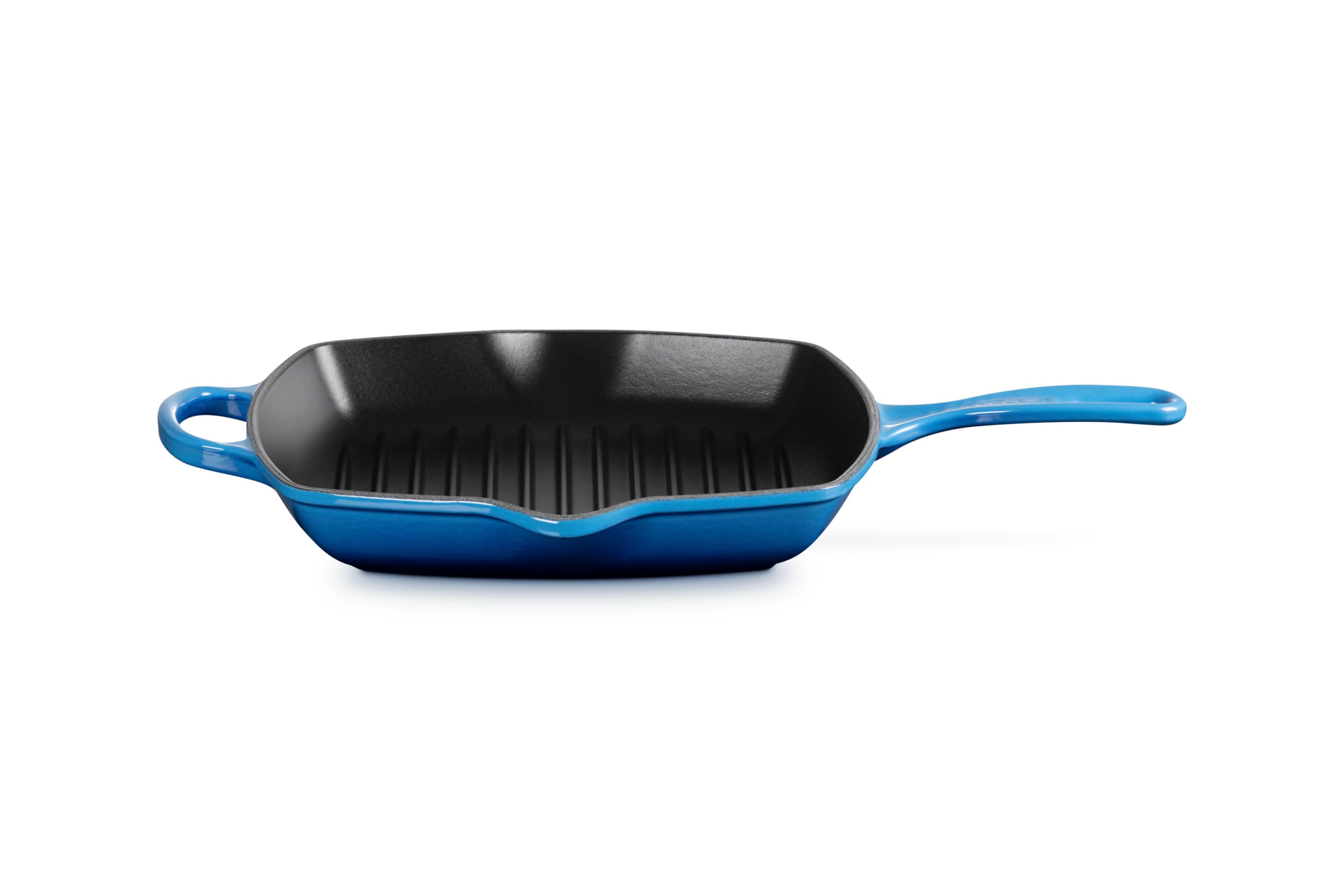 LE CREUSET Grillpfanne Signature, Quadratisch, Gusseisen, 26 cm, Für alle Herdarten geeignet, 2,86 kg, Azure, 20183262200422