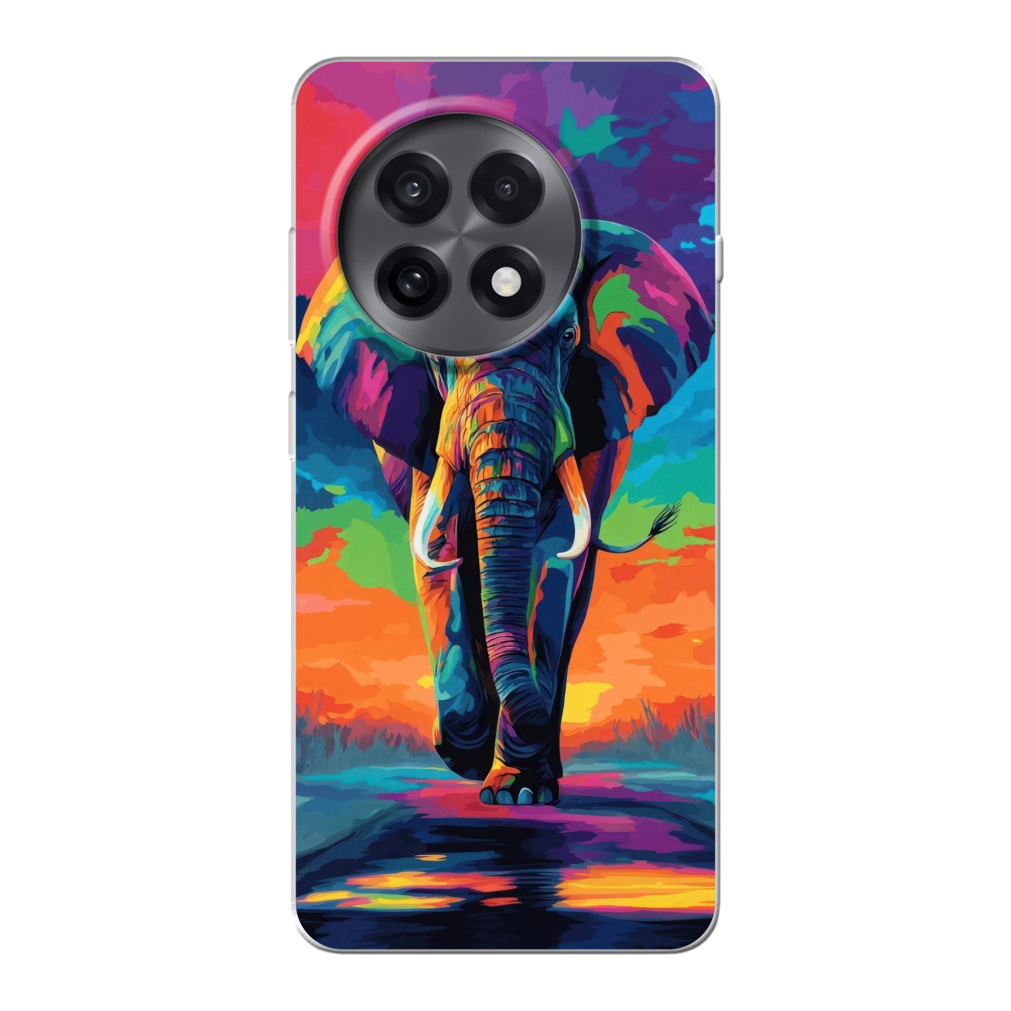 MuchoWow Handyhülle für OnePlus 13R Elefant - Bunt - Himmel - Abstrakt, Handy Case, Silikon, Bumper Case Dünn