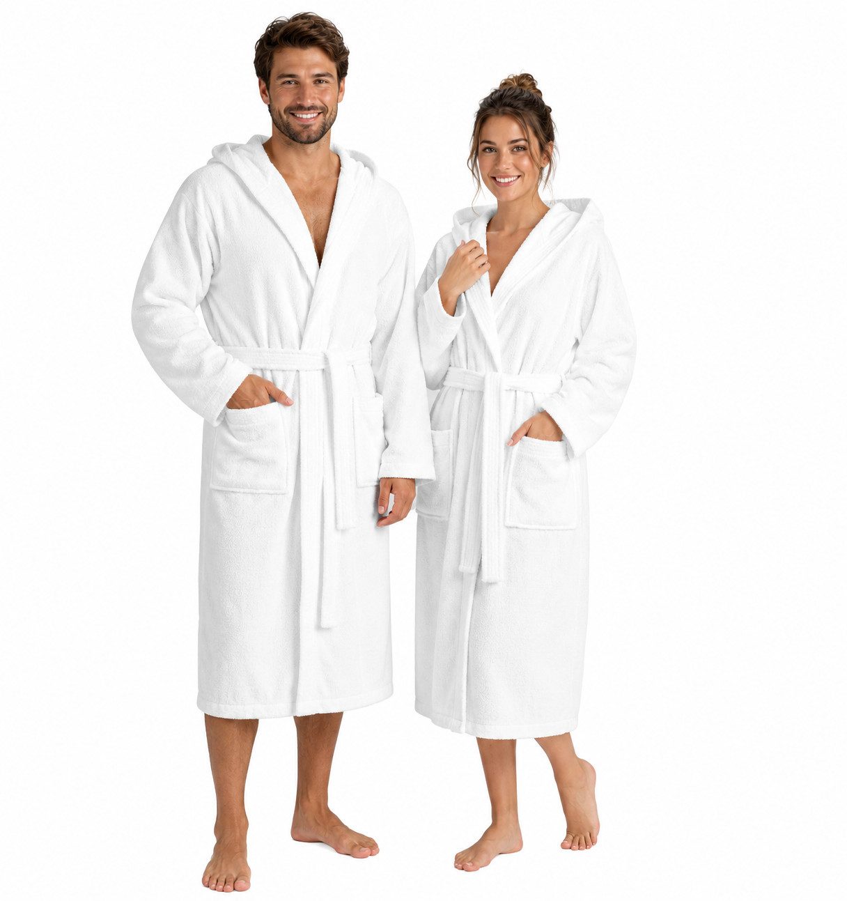Betz Bademantel Saunamantel mit Kapuze BERLIN für Herren und Damen, Wadenlang, 100% Baumwolle, Kapuze, gürtel