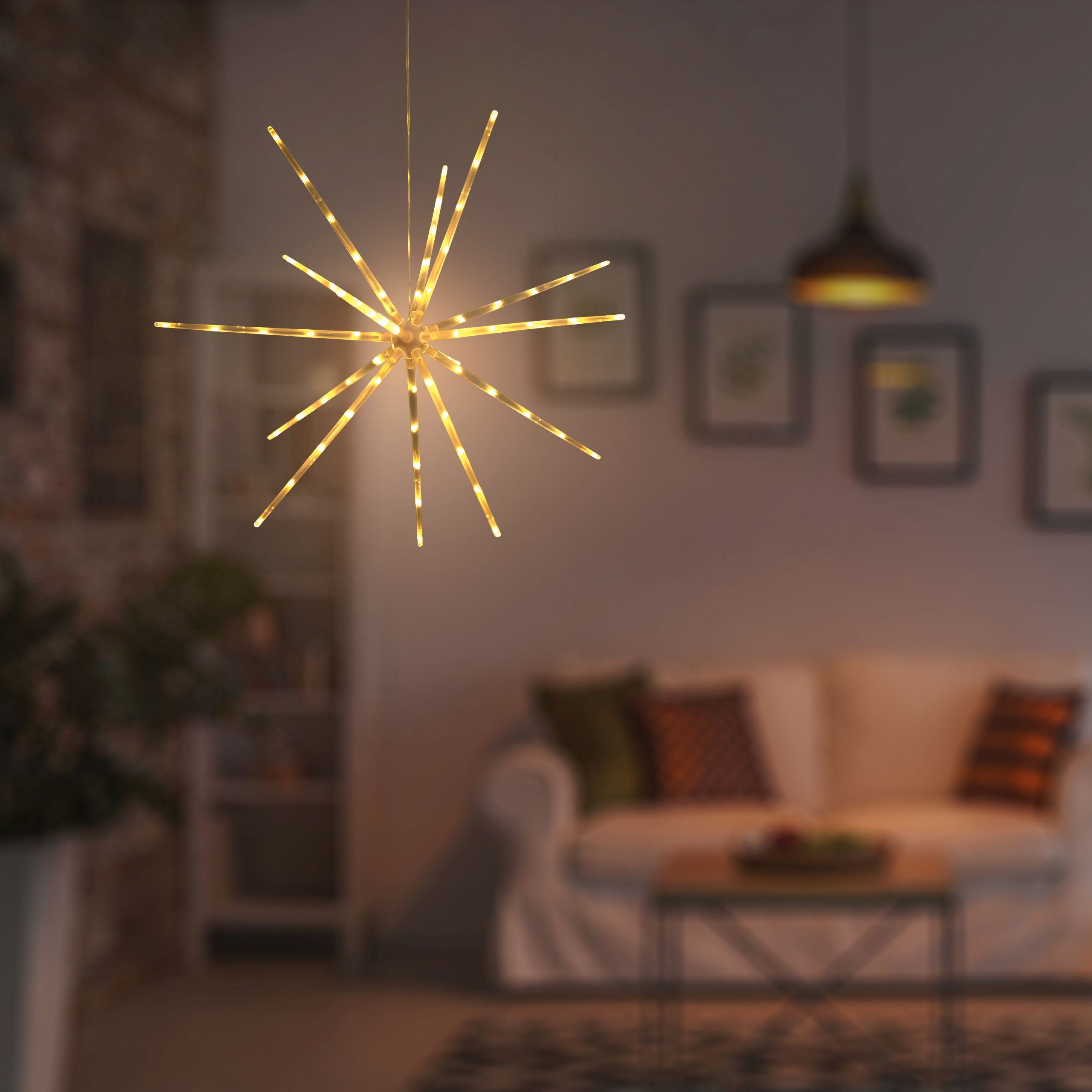 IC Winterworld Dekostern LED Sternleuchte, 70 LED, 6 Stunden Timer, batteriebetrieben, 8 Leuchtfunktionen, moderner 3D Leuchtstern – Weihnachtsstern