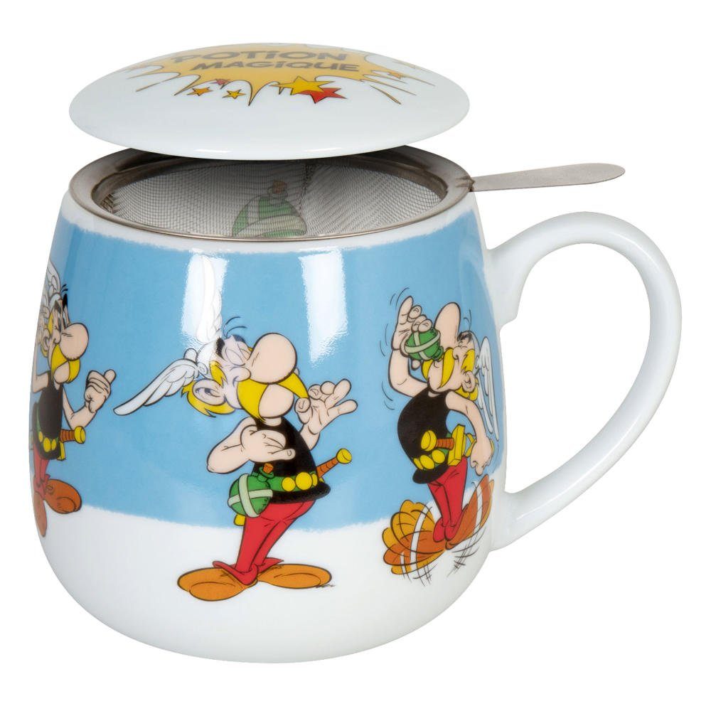 Könitz Becher Asterix Portion Magique mit Sieb und Deckel, Porzellan