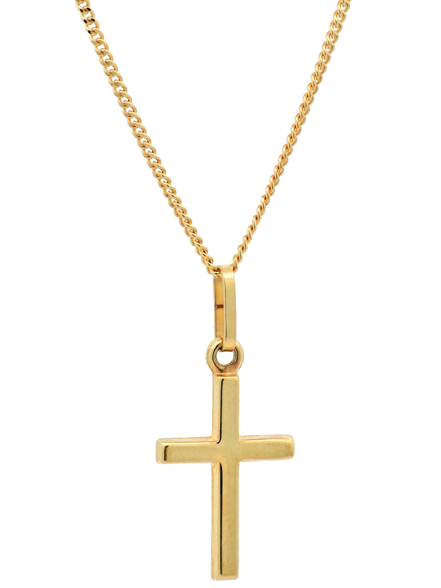 HOPLO Kreuzanhänger Gold Anhänger Kreuz mit Goldkette massiv 333 - 8 Karat Gold 36 cm, Made in Germany