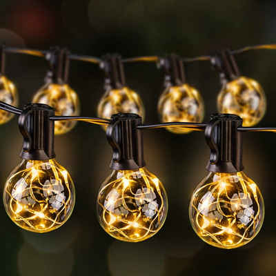 Quntis LED-Lichterkette »Lichterkette Außen Glühbirnen 13.5M 36er G40 Birnen mit 3 Ersatzbirne«, IP65 Wasserdichte Lichterkette Garten