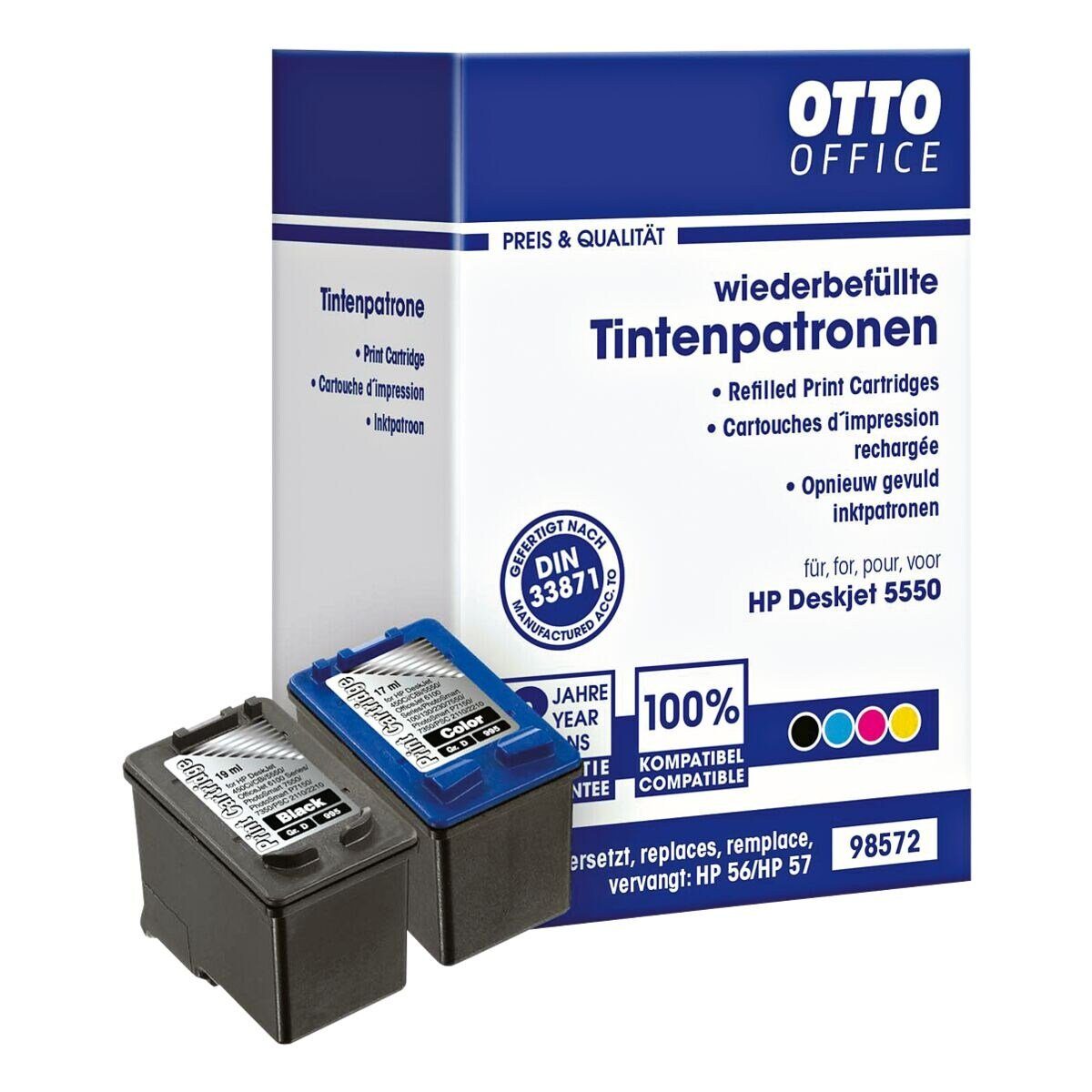 Otto Office  Office SA342AE (C6656AE / C6657AE) Tintenpatrone (Set, ersetzt HP SA342AE, Nr. 56 / 57, schwarz, 3-farbig)