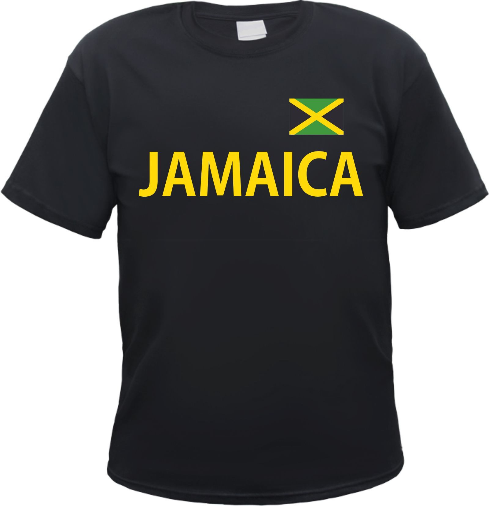 HB-Druck T-Shirt Jamaica Herren T-Shirt - Blockschrift mit Flagge - Tee Shirt Jamaika aus 100% Baumwolle mit strapazierfähigem Aufdruck