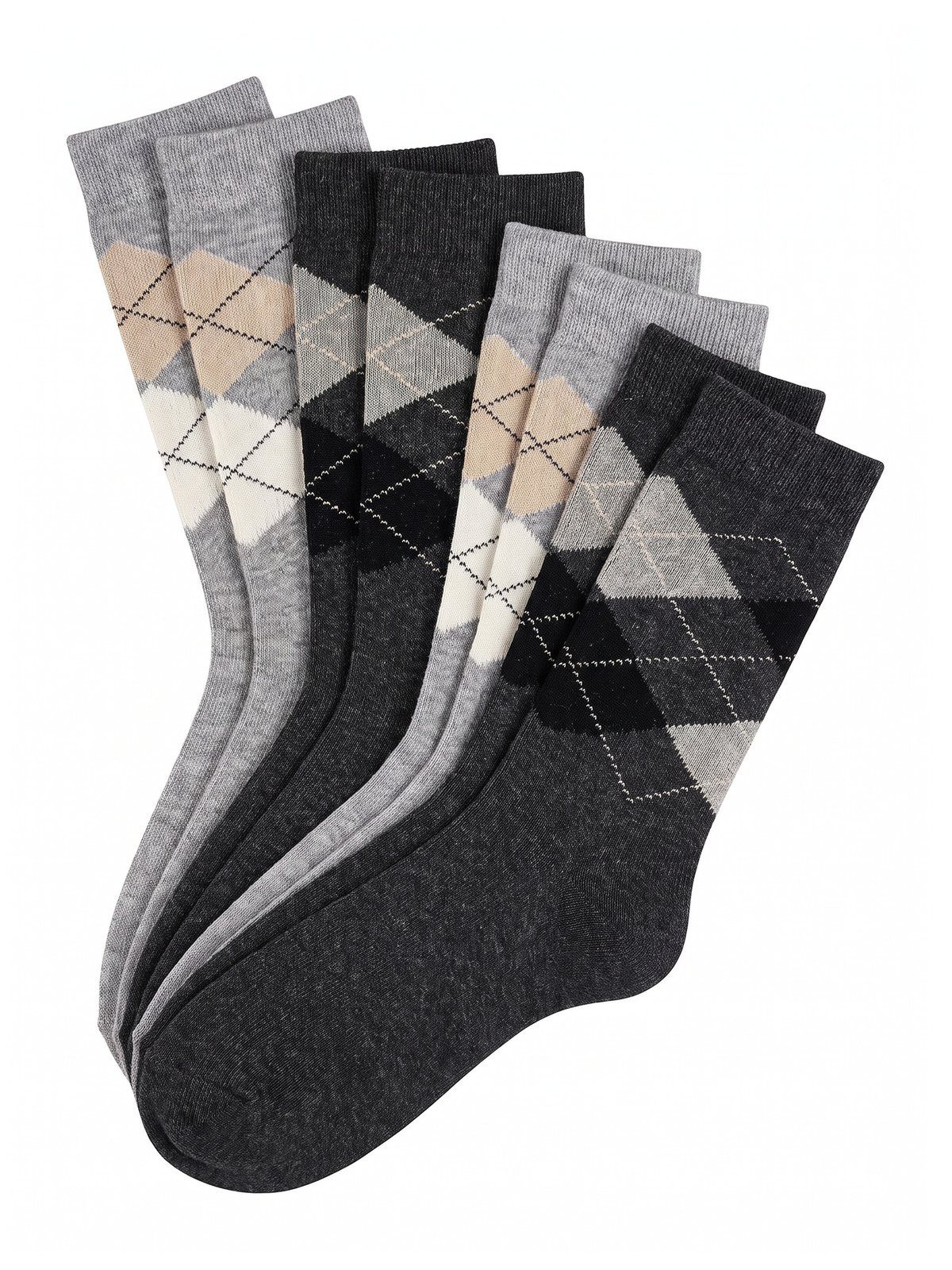 Black Snake Socken Business Strümpfe mit Karomuster und Alpakawolle für Damen und Herren (Socken-Set, 4-Paar, Anthrazit/Grau 39/42) Anzugsocken mit handgekettelter Zehennaht und sanftem Bund fürs Büro
