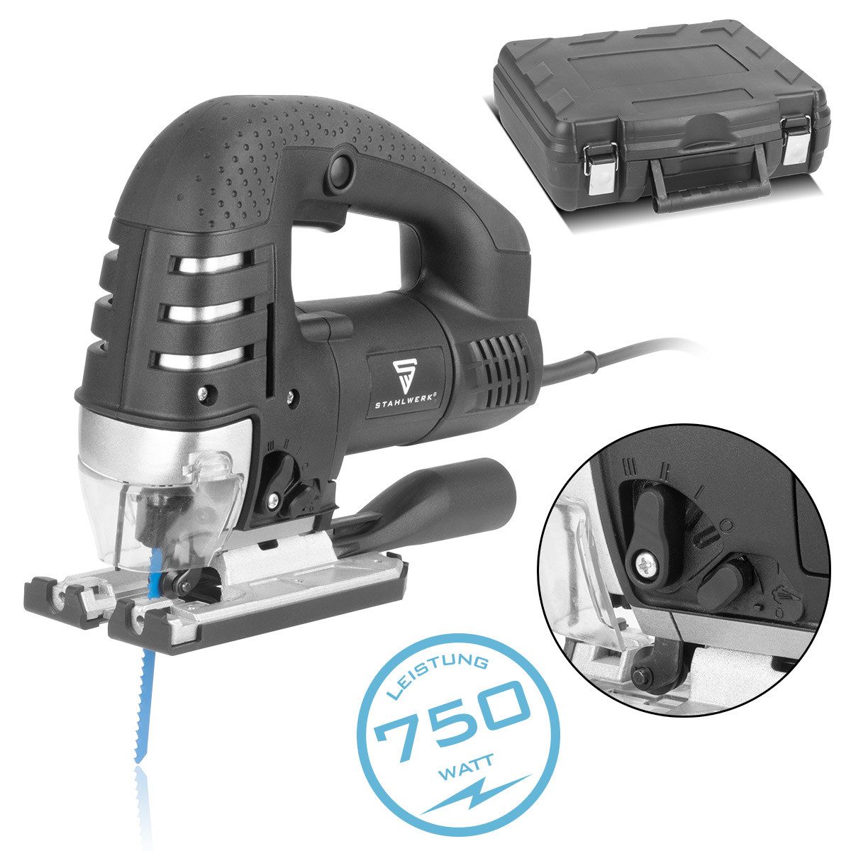 STAHLWERK Stichsäge Stichsäge JSB-750 ST mit 700 W, 600 - 2.800 U/min, Packung, 1-St., Sägeblatt Holz