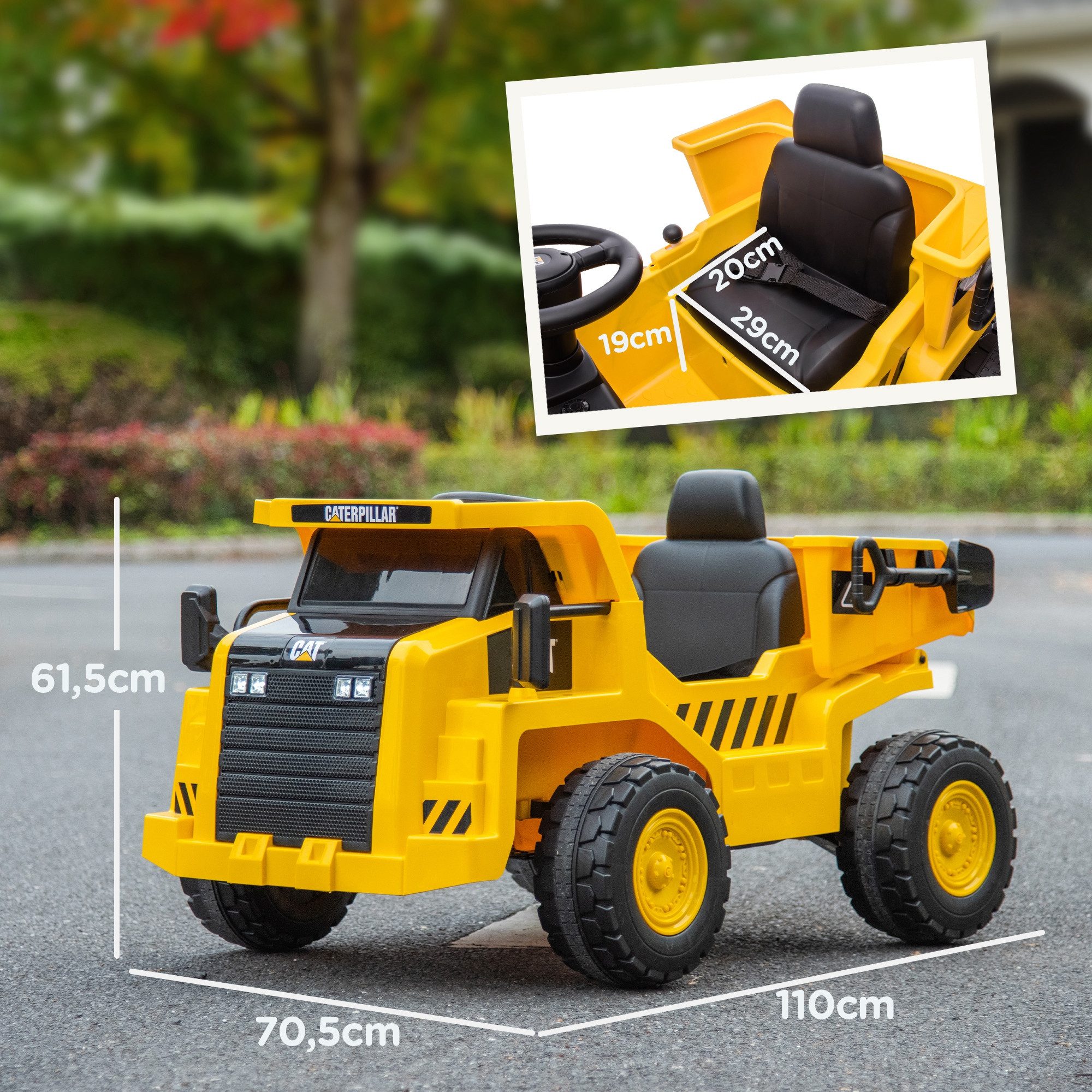 AIYAPLAY Elektro-Kindertraktor Elektrisches Aufsitzauto mit Fernbedienung, 3-5 km/h, Belastbarkeit 30 kg, (1-tlg), für 3-6 Jahre Kinder, Gelb
