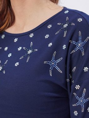 MONACO blue WEEKEND 3/4-Arm-Shirt Blusenshirt figurumspielend mit Sparkling-Starfish Motiv