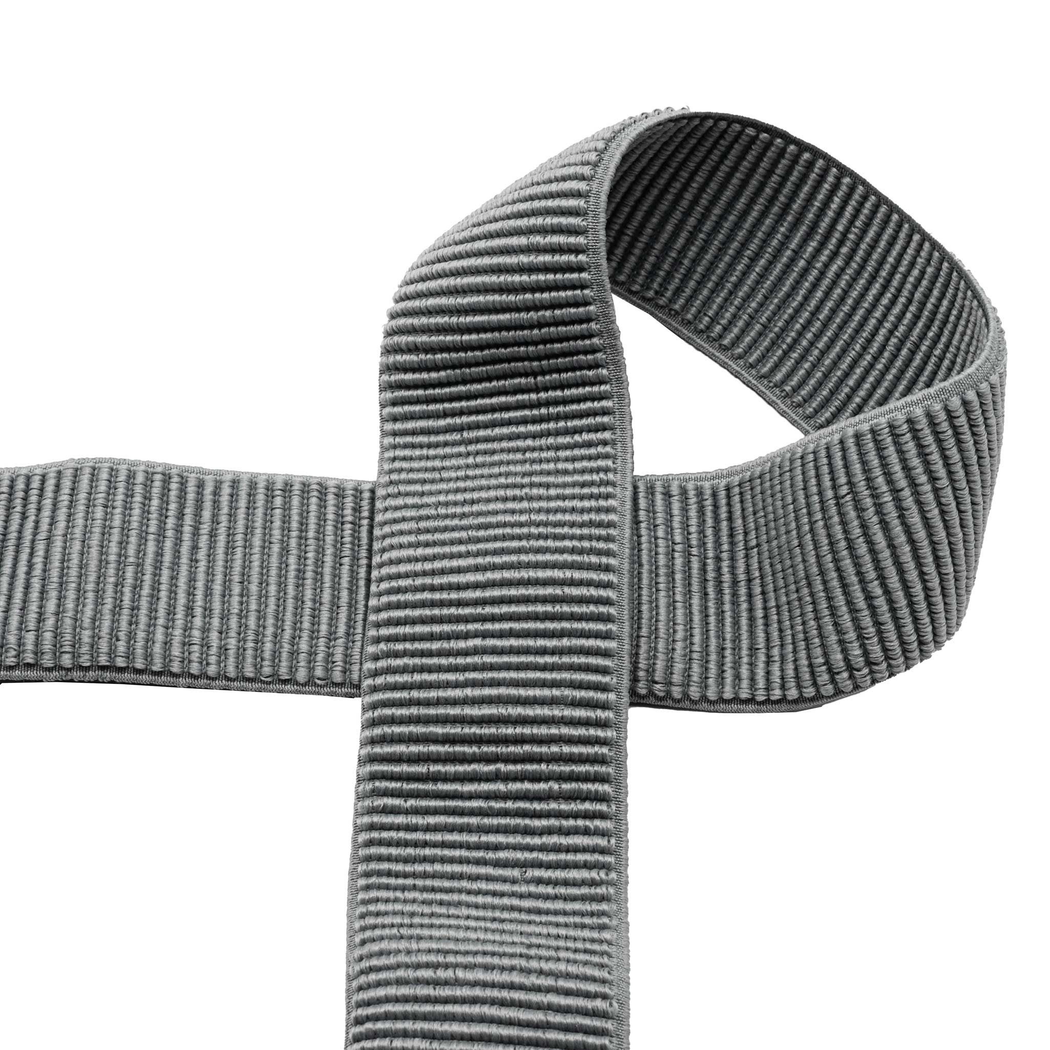 maDDma Webband Gummiband 50 mm Meterware Elastic Rib Band gerippt Bund Bündchen, grau