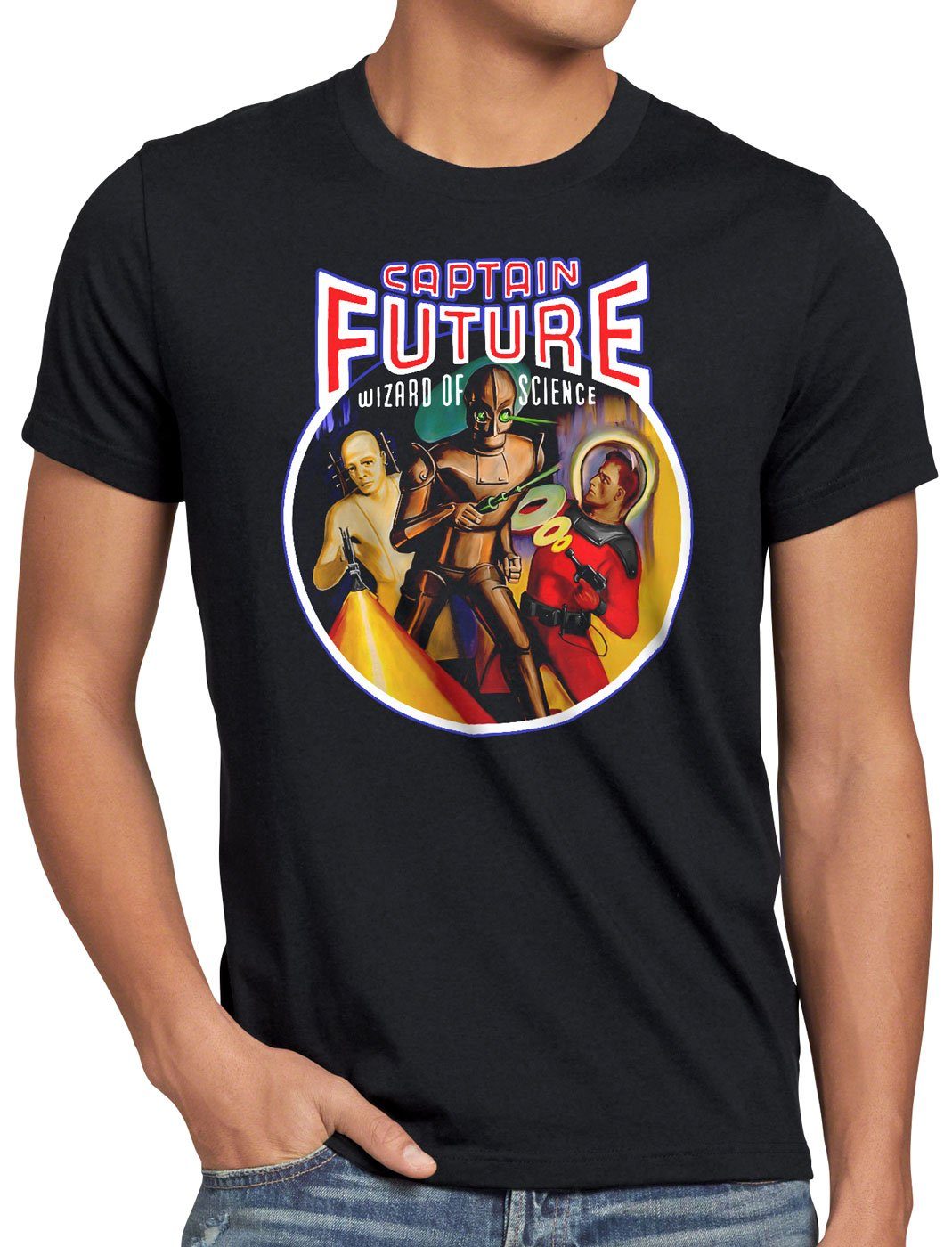 style3 Print-Shirt Future T-Shirt Cpt Herren comic raumschiff of Science captain Wizard