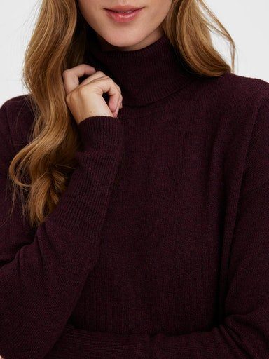 DRESS Vero Winetasting VMBRILLIANT Moda LS GA ROLLNECK Detail:MELANGE NOOS Strickkleid