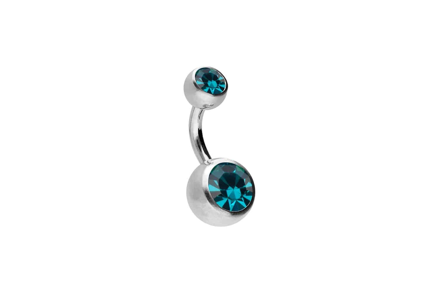 PIERCINGLINE Bauchnabelpiercing Chirurgenstahl Bananabell ZWEI KRISTALLE (B günstig online kaufen