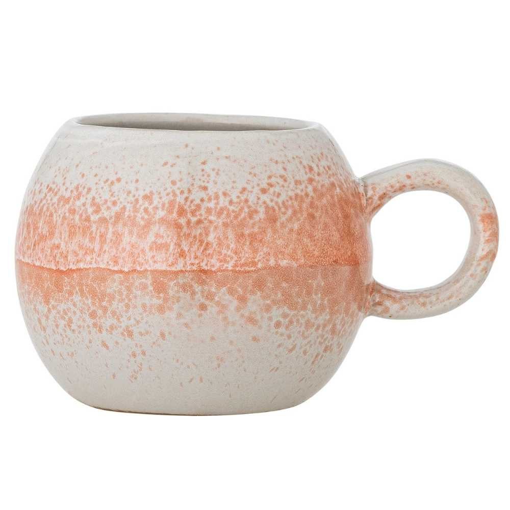 Bloomingville Becher Bloomingville JUMBO Becher PAULA Orange Weiß mit Henkel