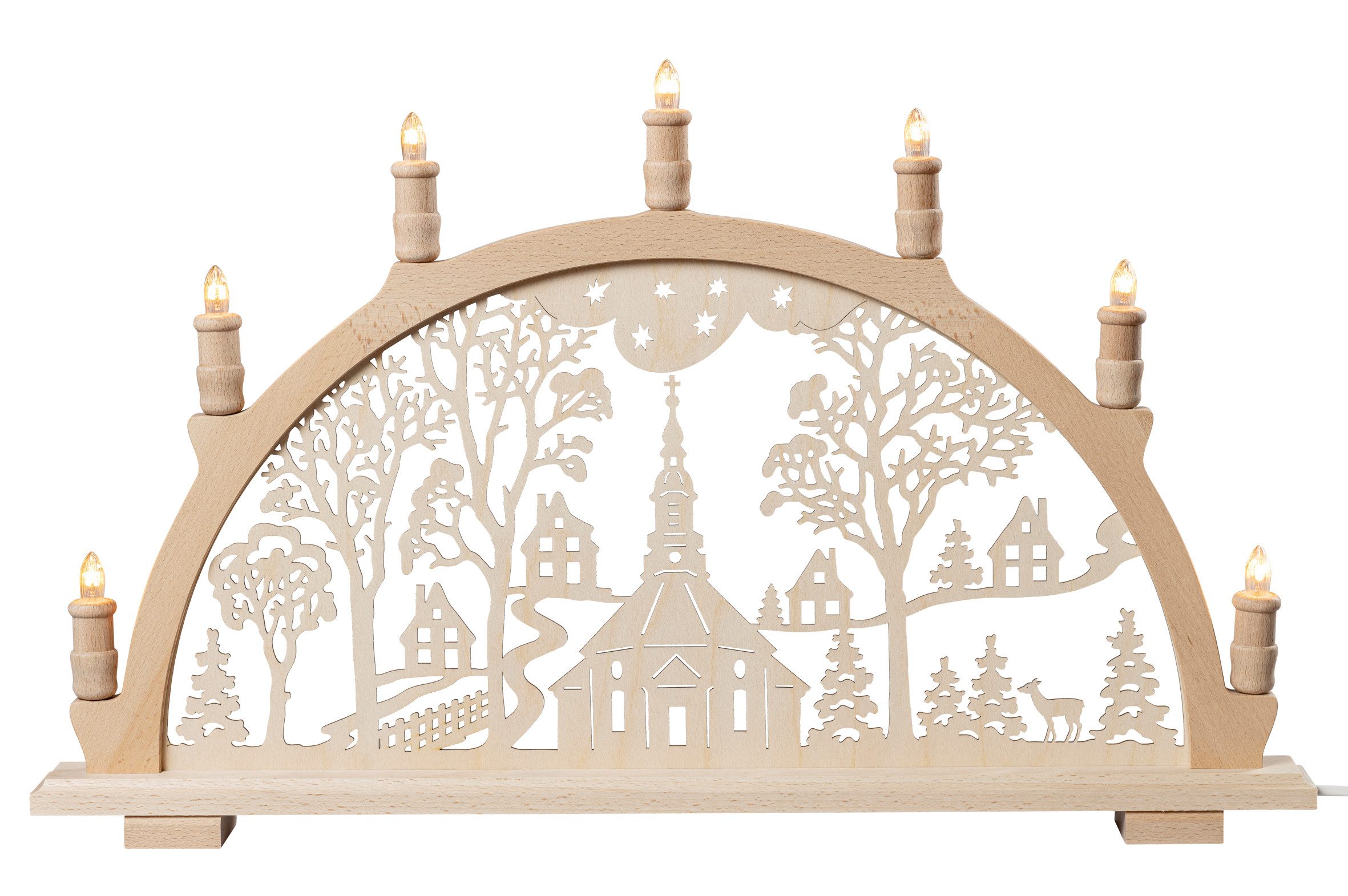 SAICO Original LED Schwibbogen Lichterbogen, Seiffener Kirche, Premium LED-Beleuchtung, warmweiß, BxHxT: 66x40,5x6 cm