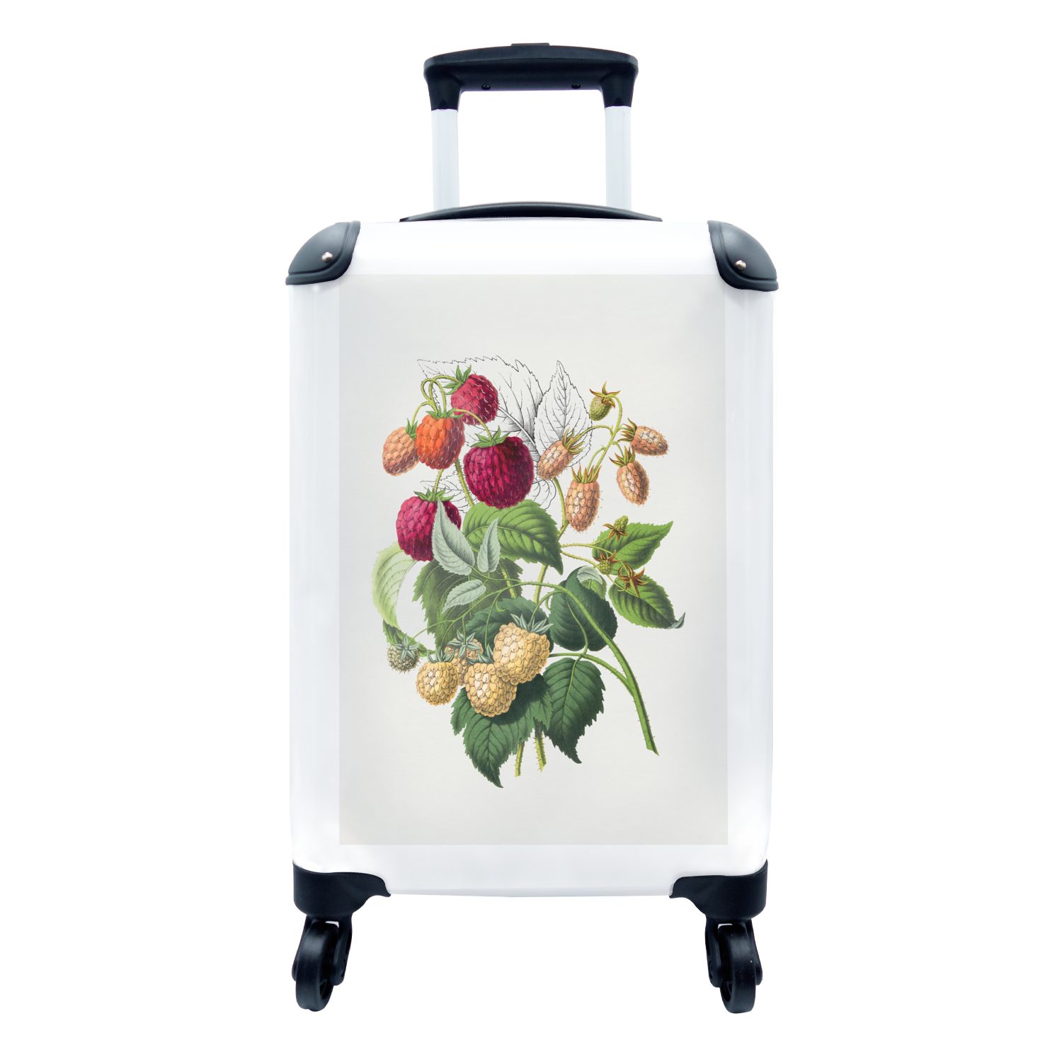 MuchoWow Handgepäckkoffer Himbeere - Pflanze - Lebensmittel, 4 Rollen, Reisetasche mit rollen, Handgepäck für Ferien, Trolley, Reisekoffer